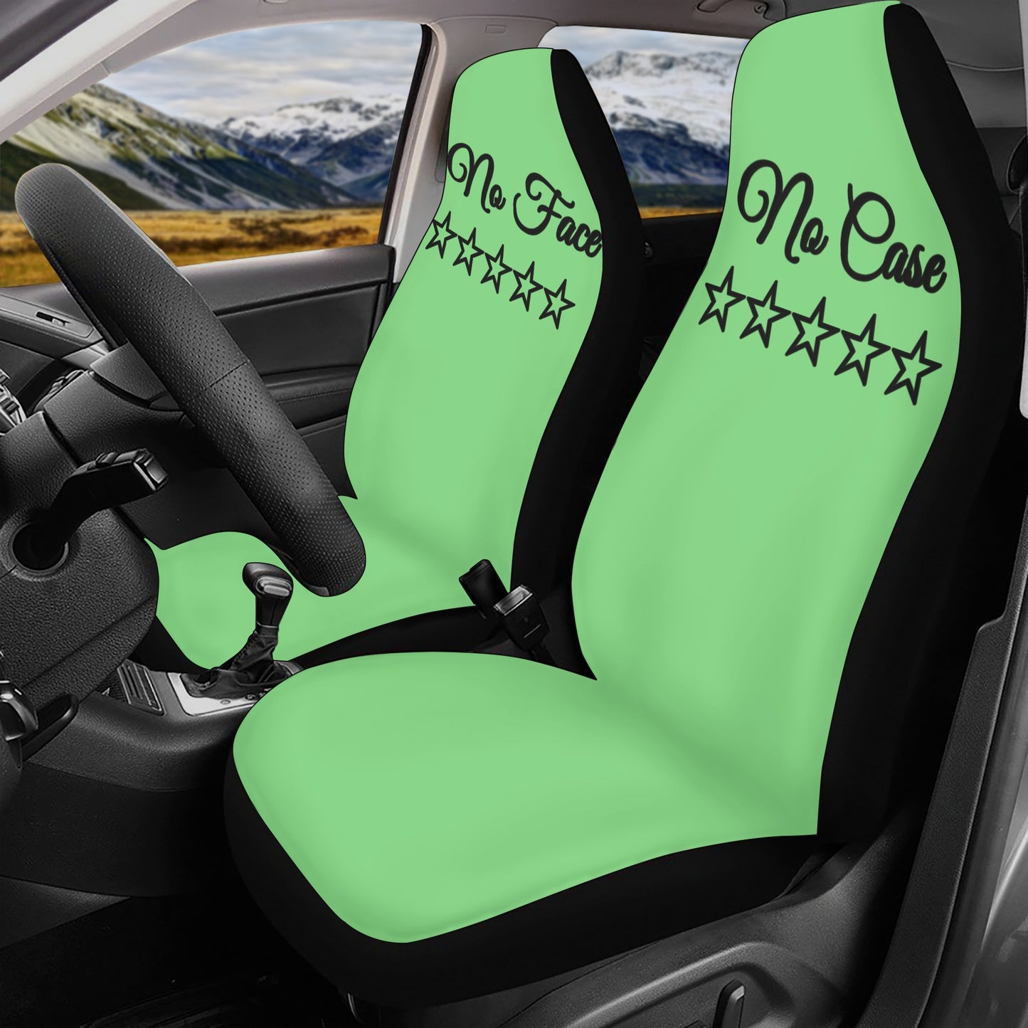 No Face, No Case Mint Green Car Seat Cover Set