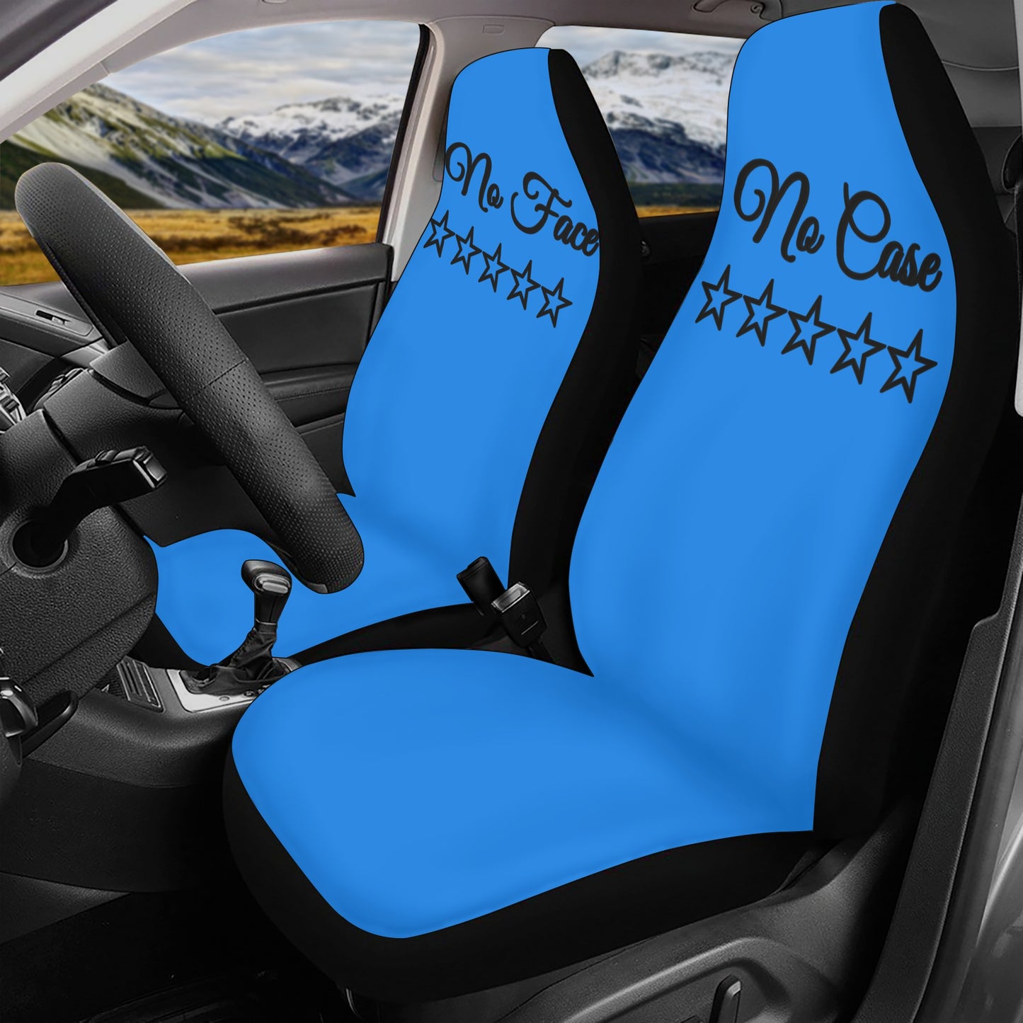 No Face, No Case Blue Car Seat Cover Set