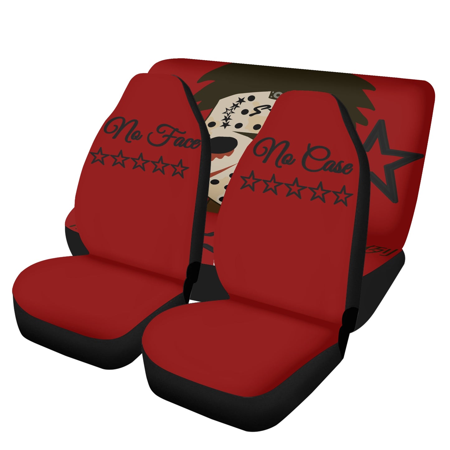 No Face, No Case Maroon Car Seat Cover Set