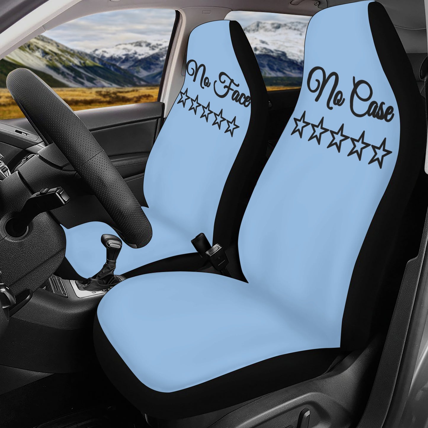 No Face, No Case Sky Blue Car Seat Cover Set