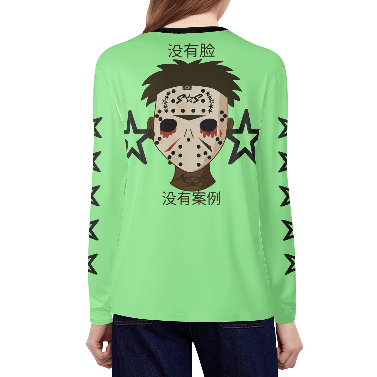 No Face, No Case Mint Green Womens Long Sleeve T Shirt