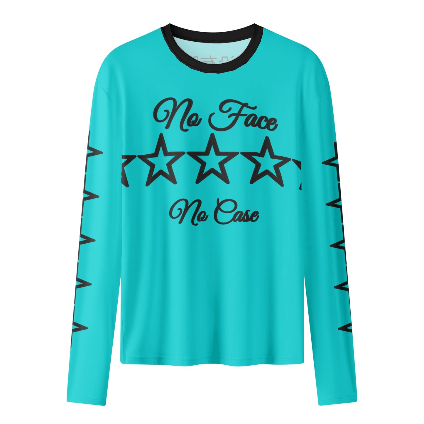 No Face, No Case Turquoise Womens Long Sleeve T Shirt