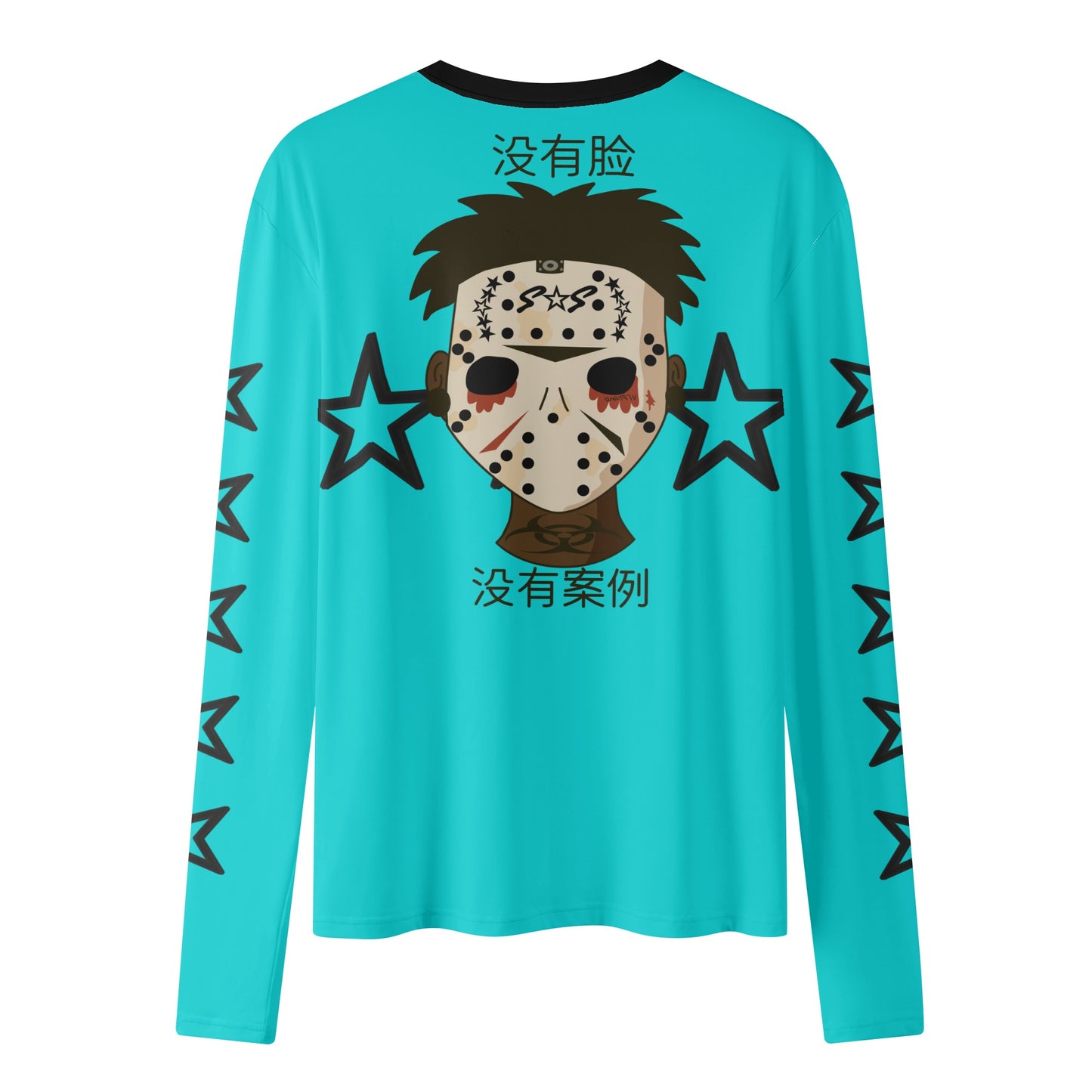 No Face, No Case Turquoise Womens Long Sleeve T Shirt