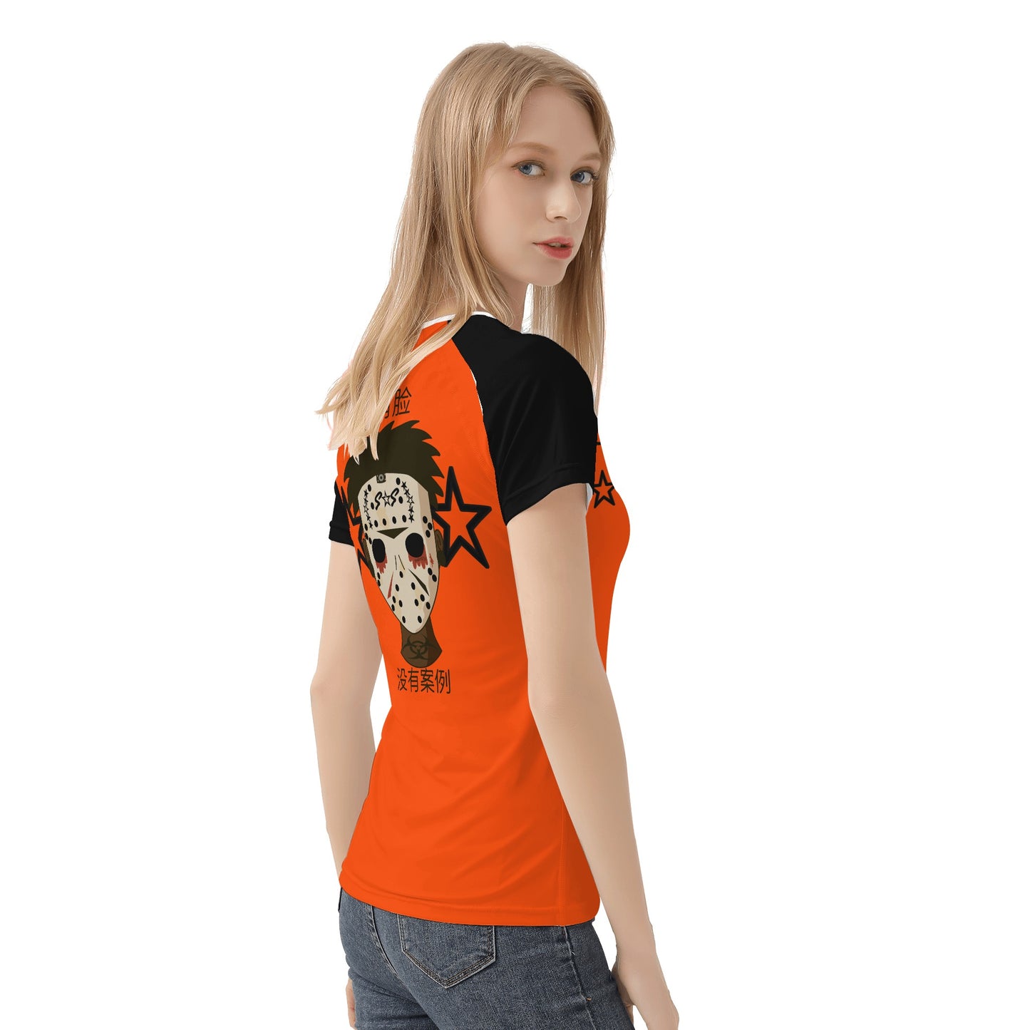 No Face, No Case Dark Orange Womens T shirt