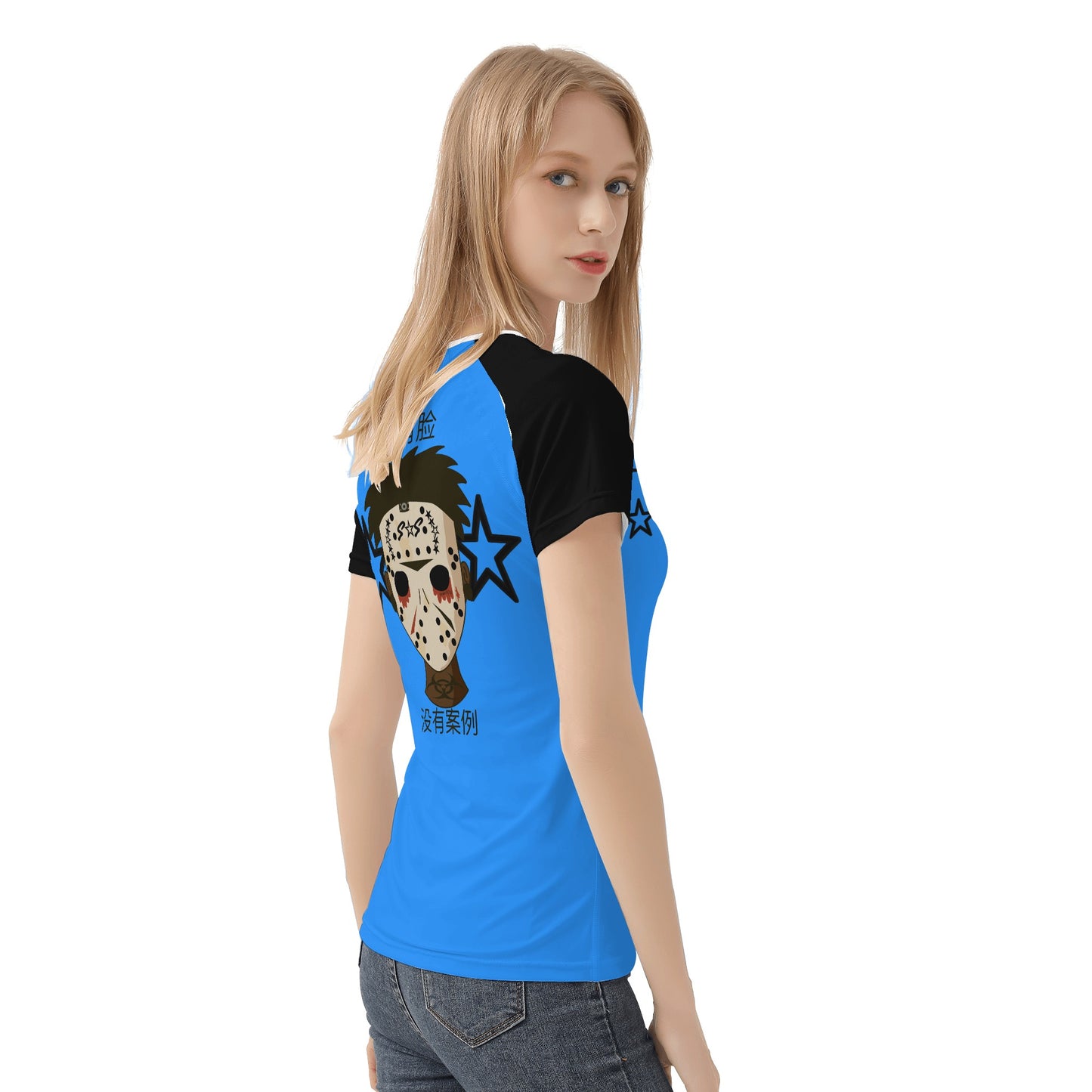 No Face, No Case  Blue Womens T shirt