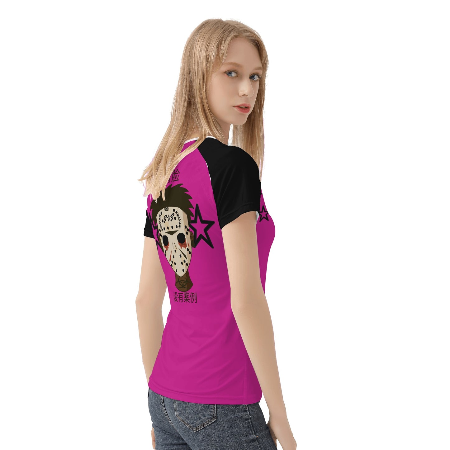 No Face, No Case Purple Womens T shirt