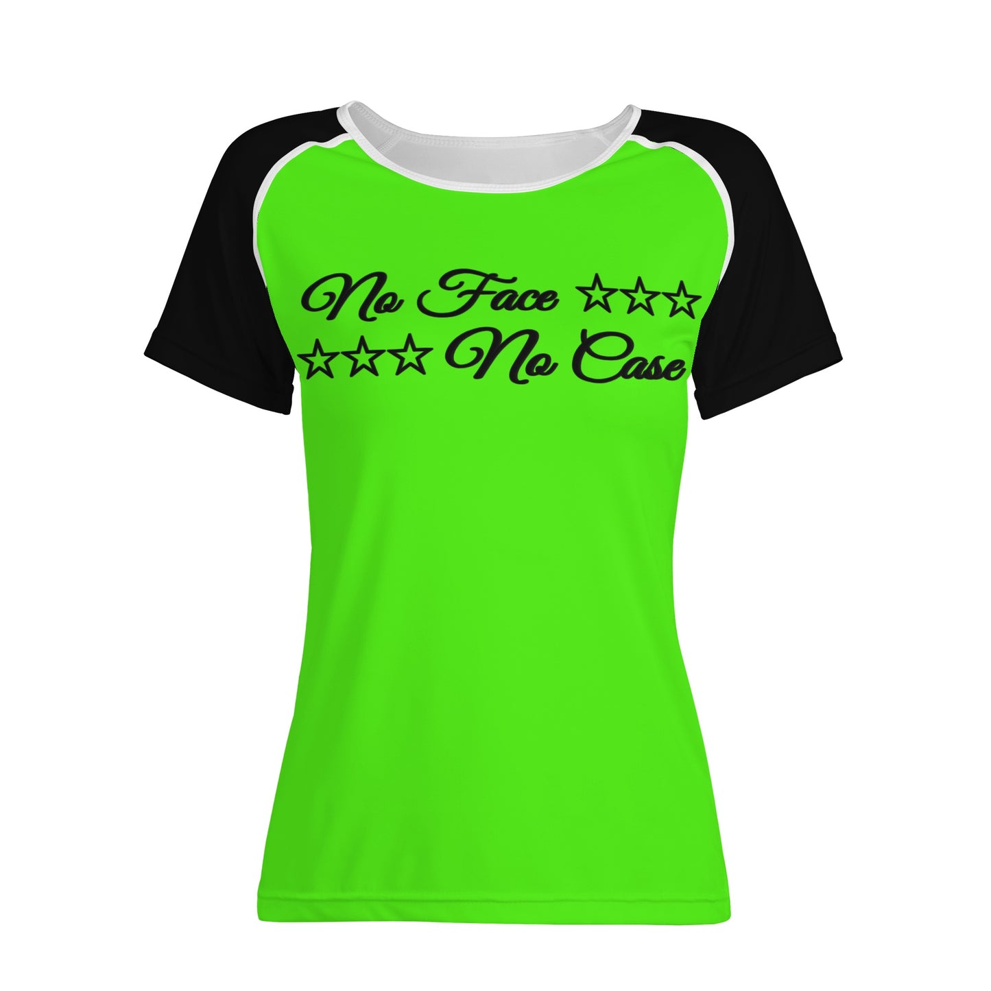 No Face, No Case Goo Green Womens T shirt