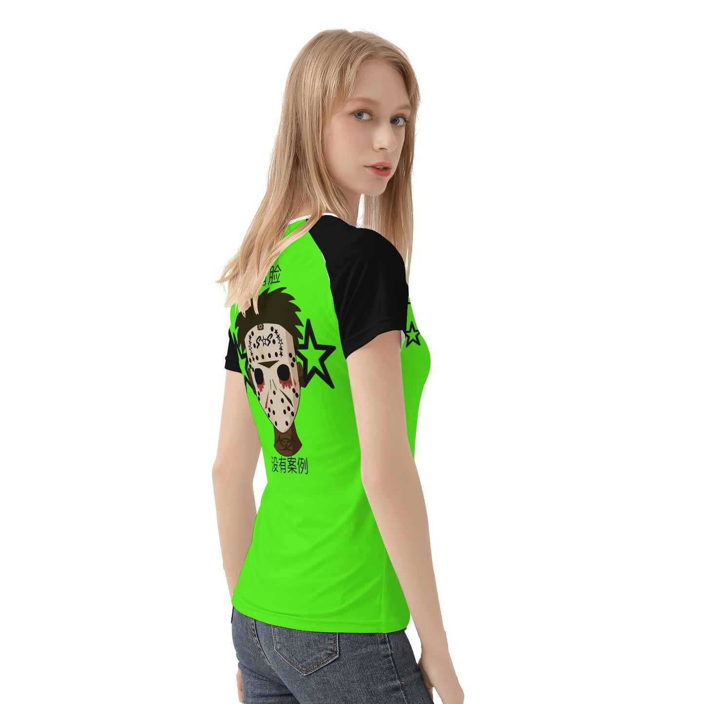 No Face, No Case Goo Green Womens T shirt