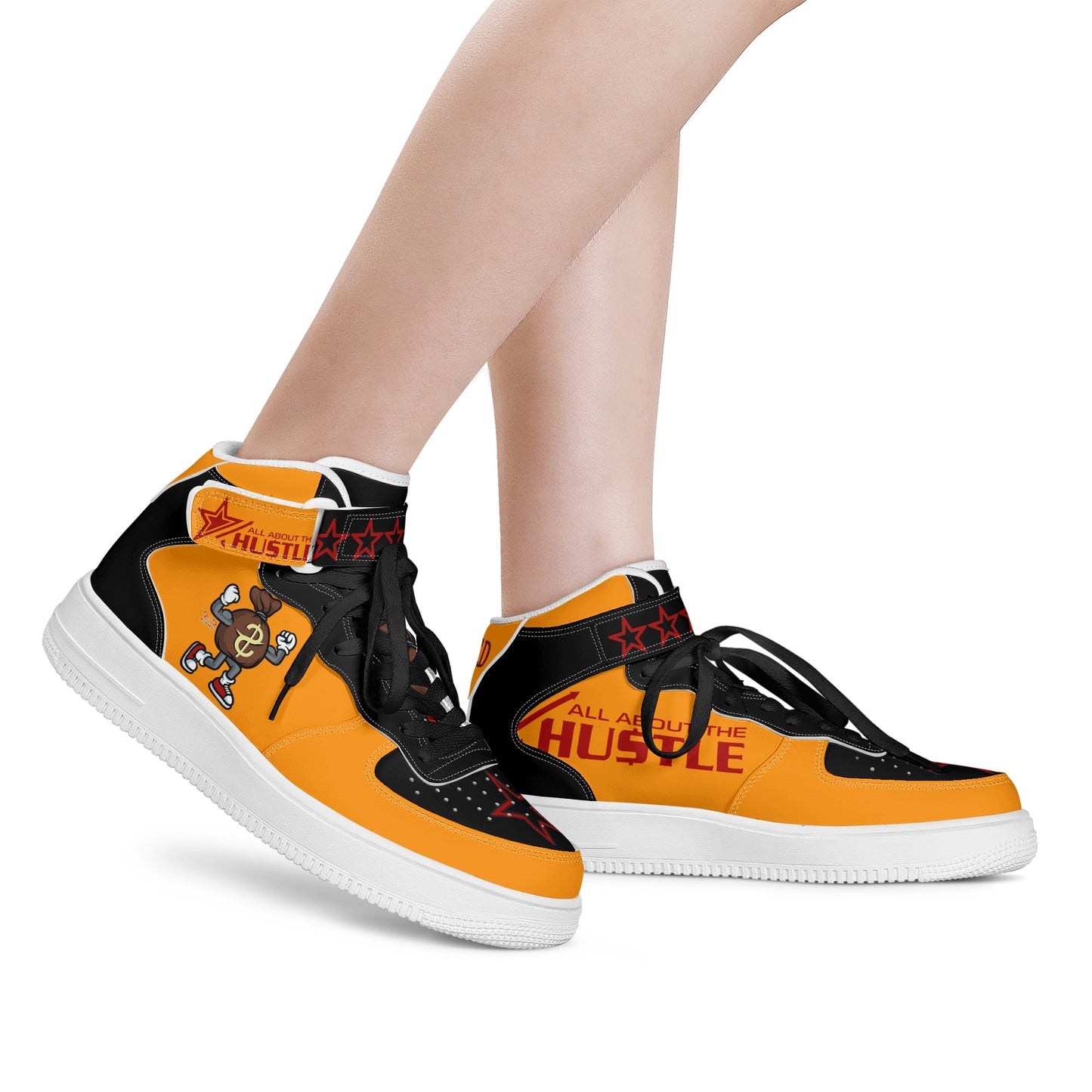 T.T.D. (Ten Toes Down) Mens Orange High Top Leather Star Kicks