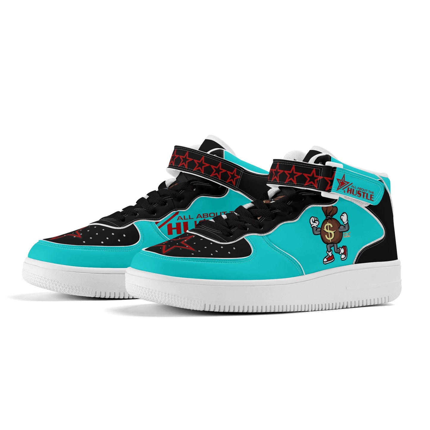 T.T.D. (Ten Toes Down) Mens Turquoise High Top Leather Star Kicks