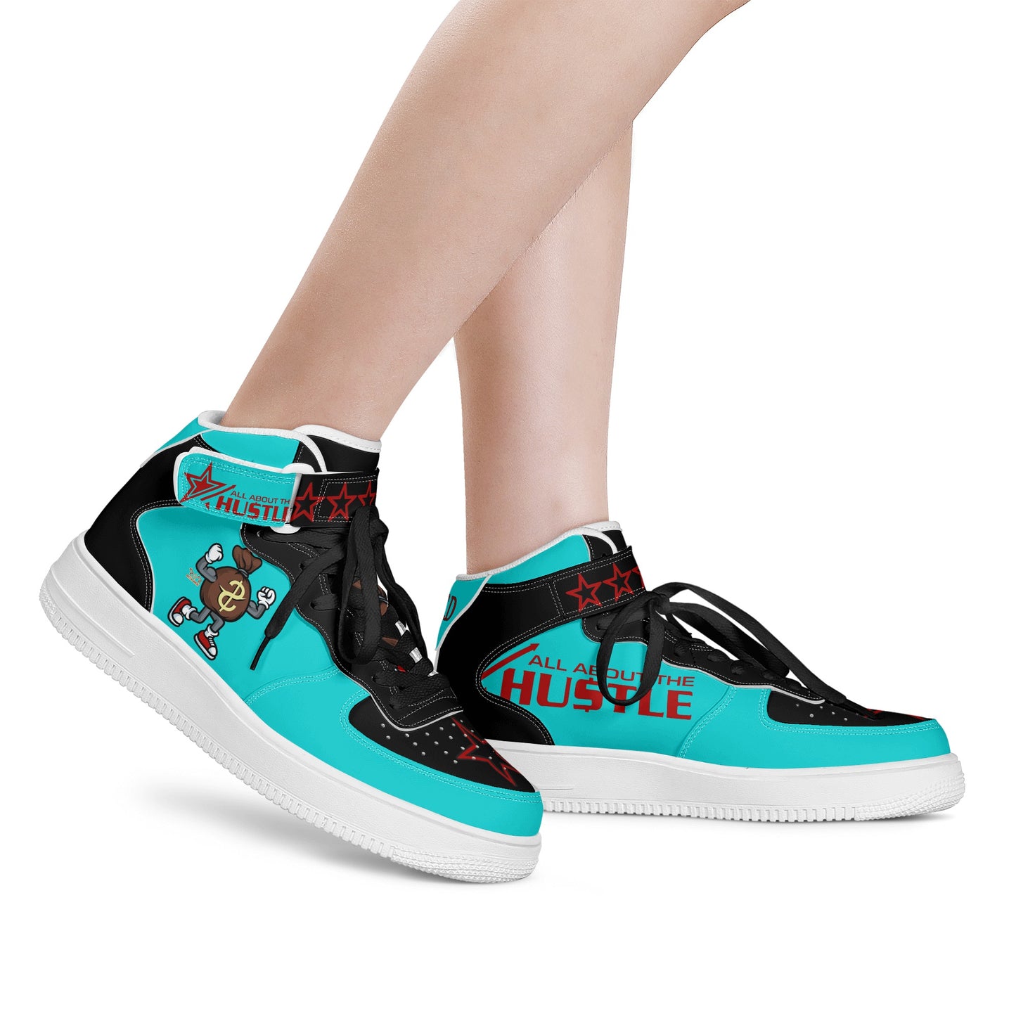 T.T.D. (Ten Toes Down) Mens Turquoise High Top Leather Star Kicks