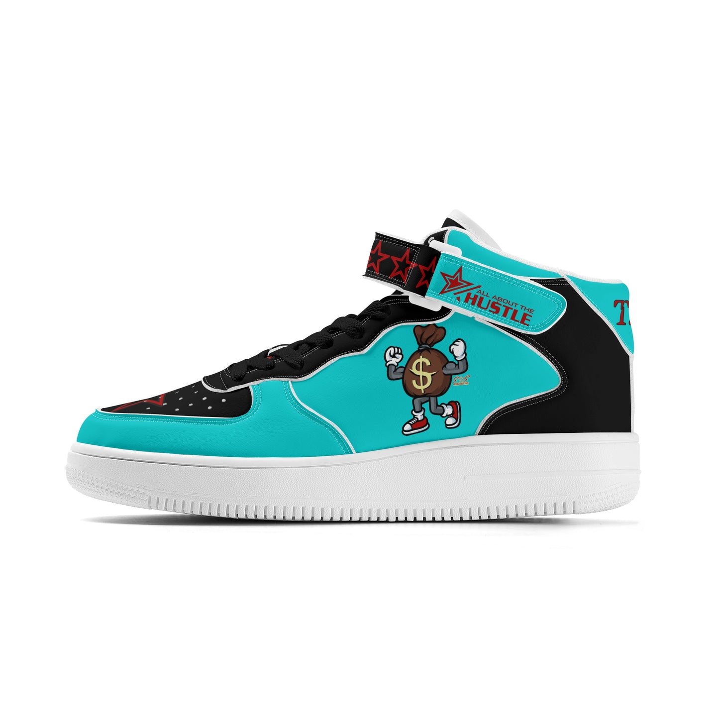 T.T.D. (Ten Toes Down) Mens Turquoise High Top Leather Star Kicks