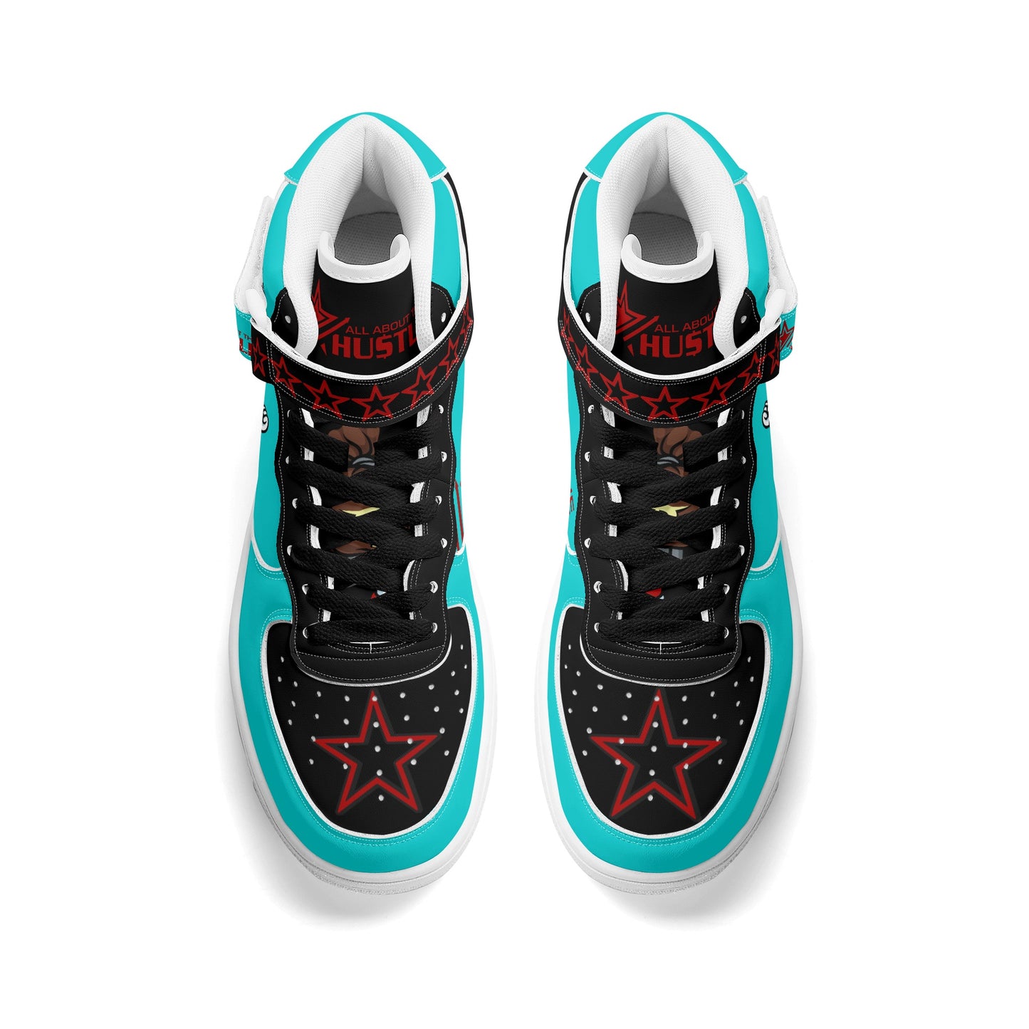 T.T.D. (Ten Toes Down) Mens Turquoise High Top Leather Star Kicks