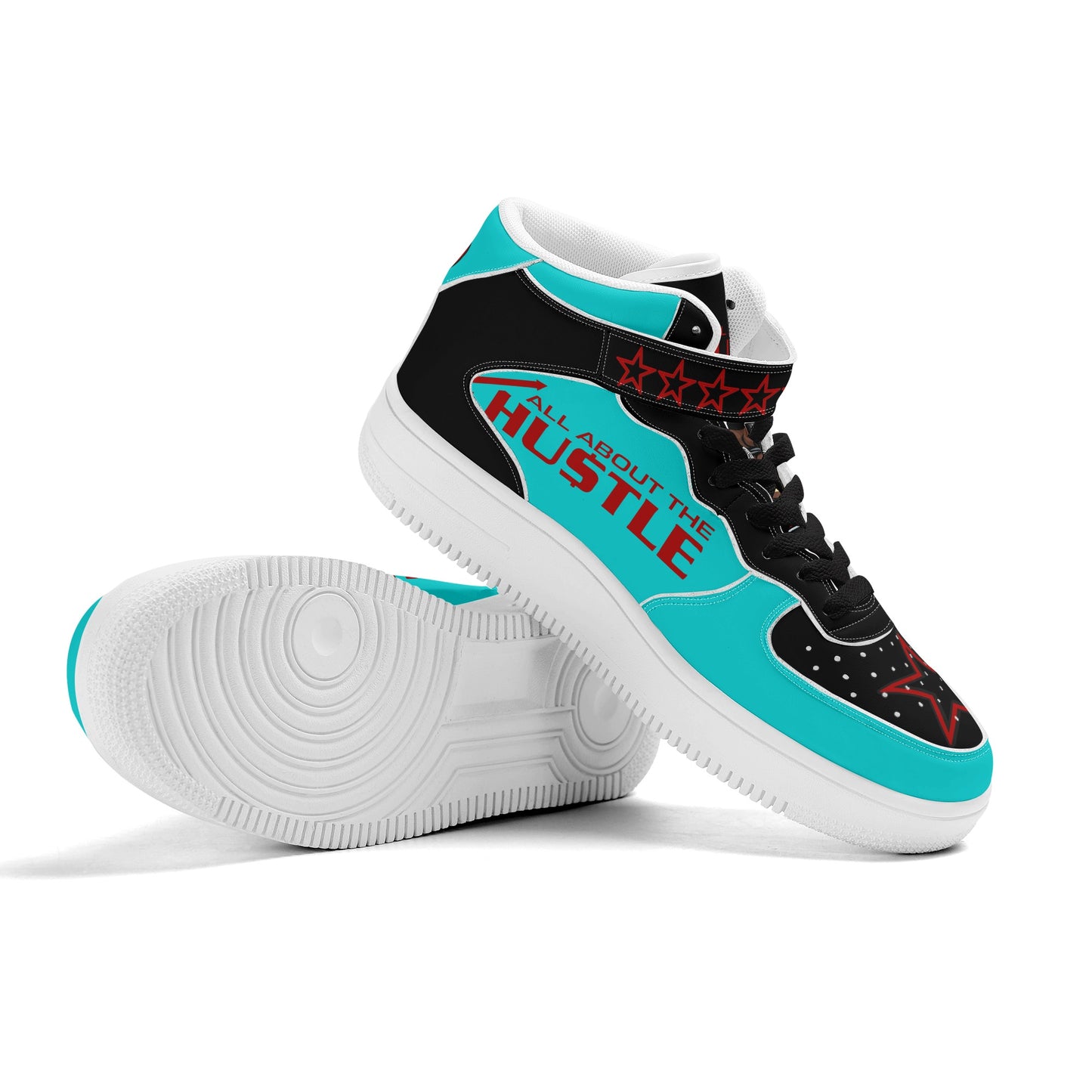 T.T.D. (Ten Toes Down) Mens Turquoise High Top Leather Star Kicks