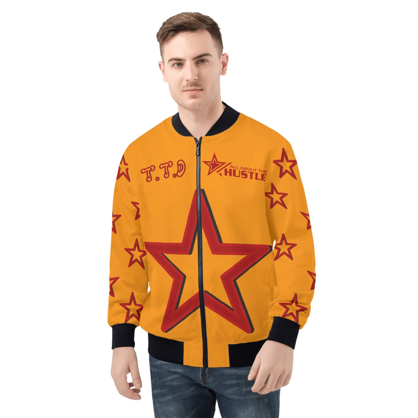 T.T.D (Ten Toes Down) Mens Orange Zip Up Jacket