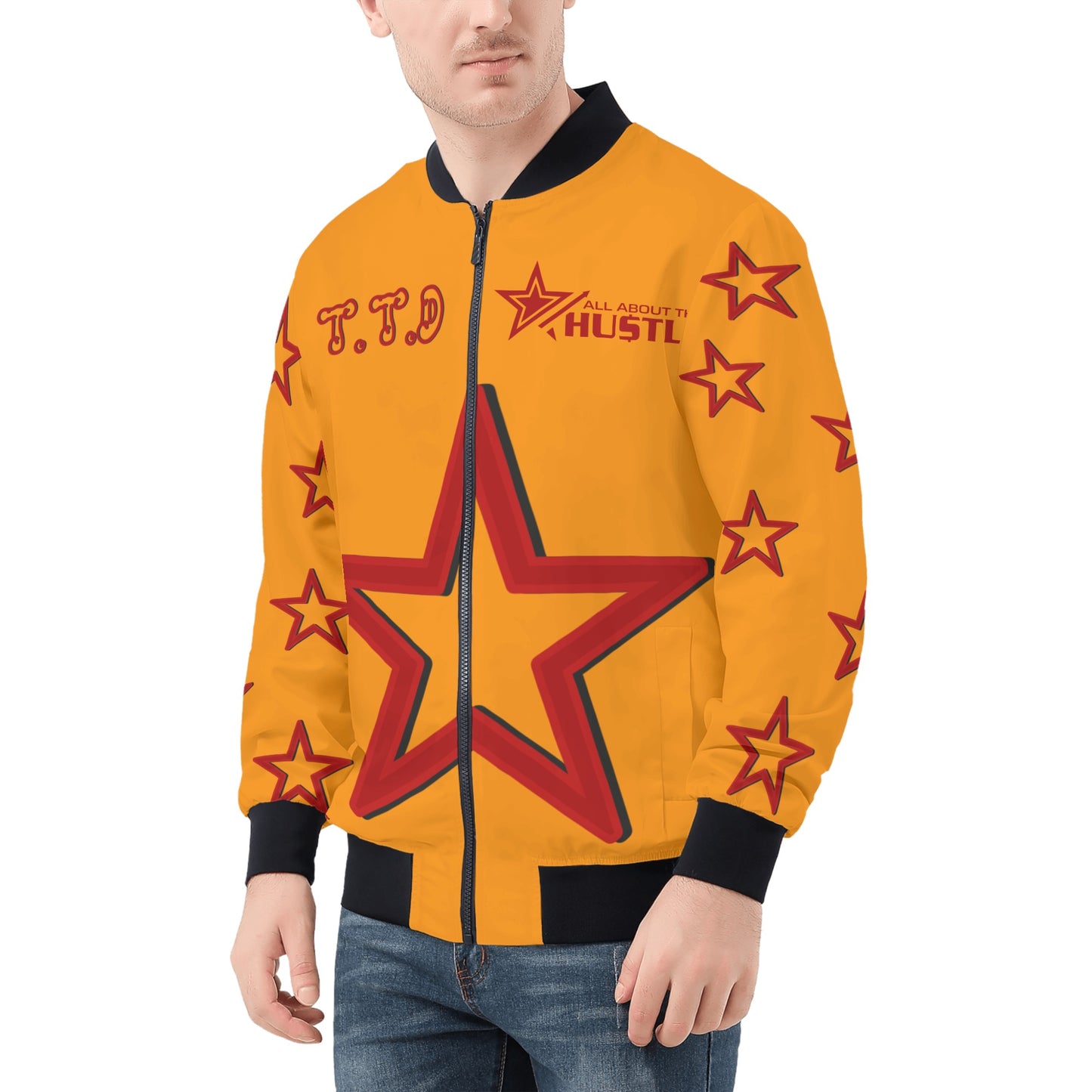 T.T.D (Ten Toes Down) Mens Orange Zip Up Jacket