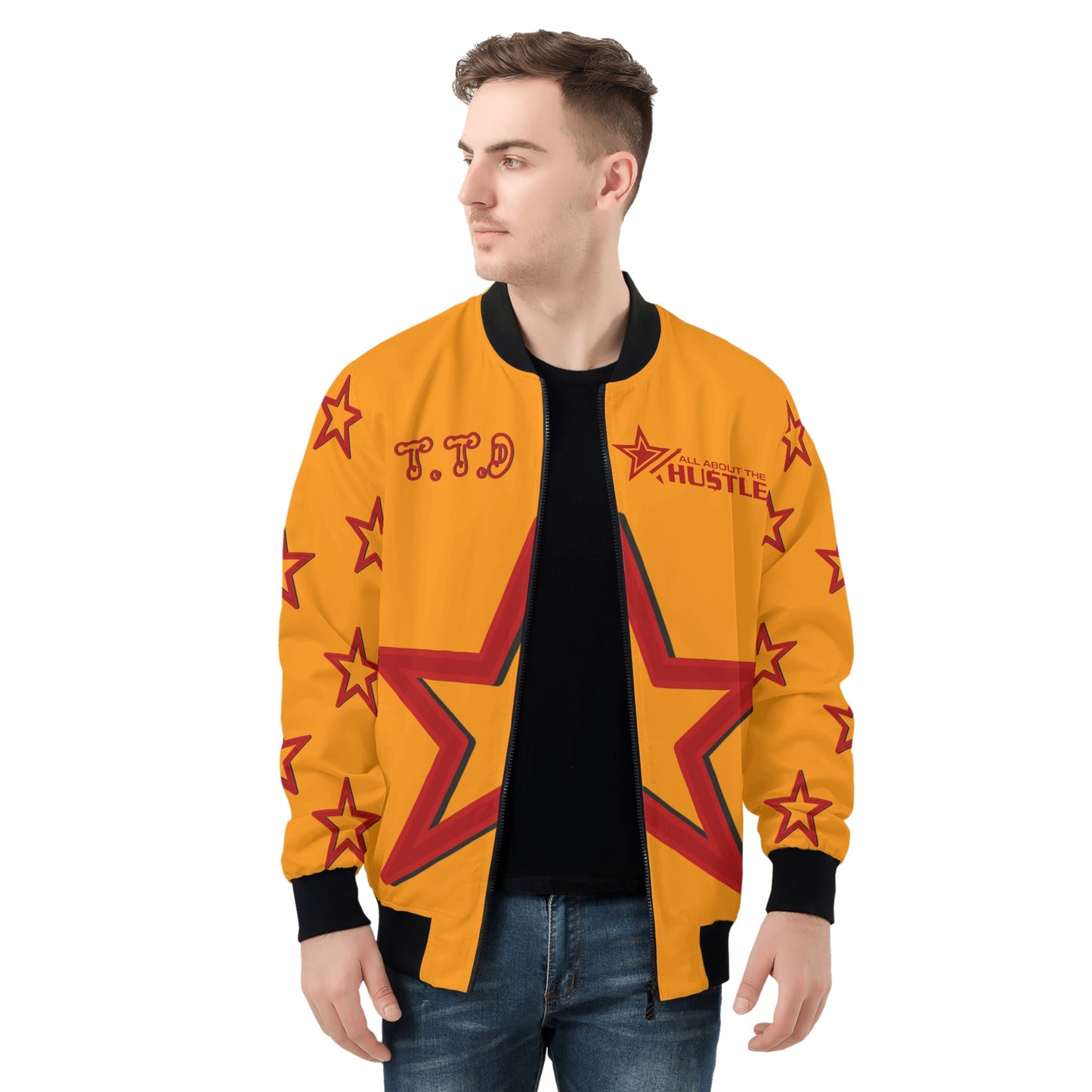 T.T.D (Ten Toes Down) Mens Orange Zip Up Jacket