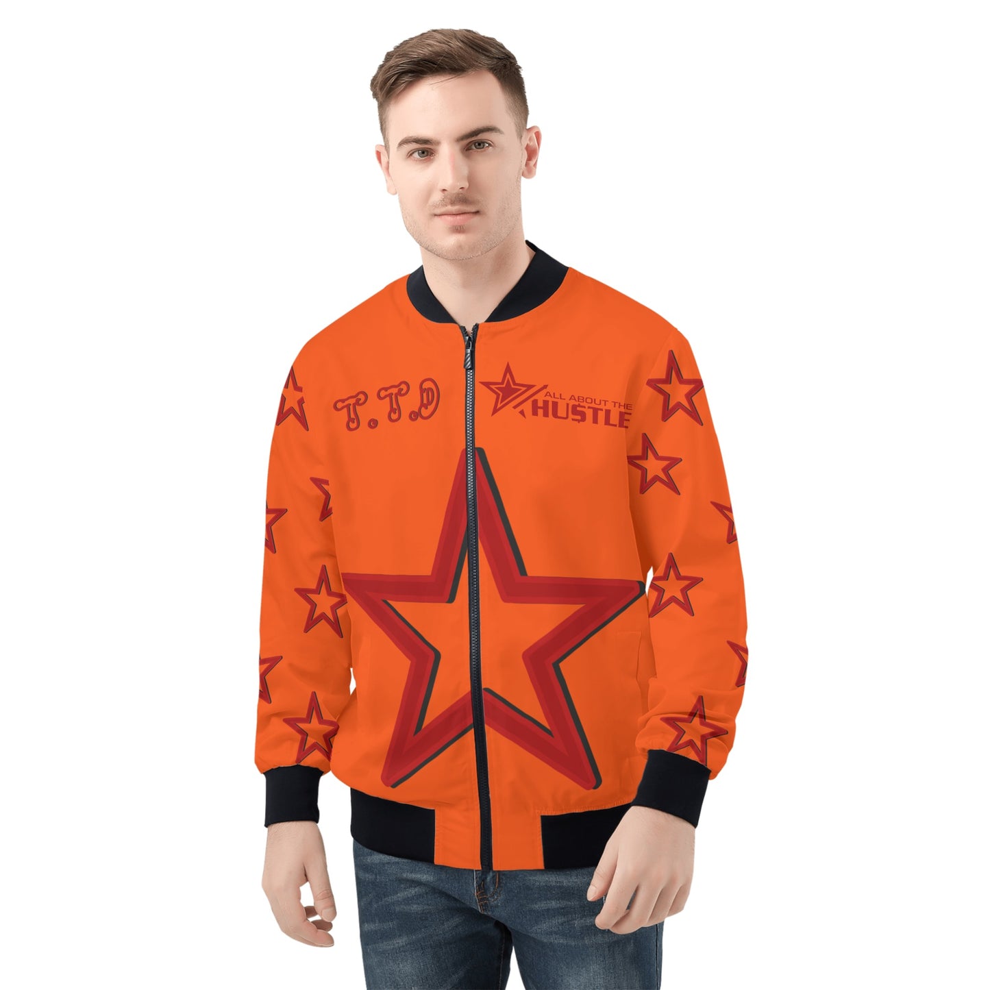 T.T.D (Ten Toes Down) Mens Dark Orange Zip Up Jacket