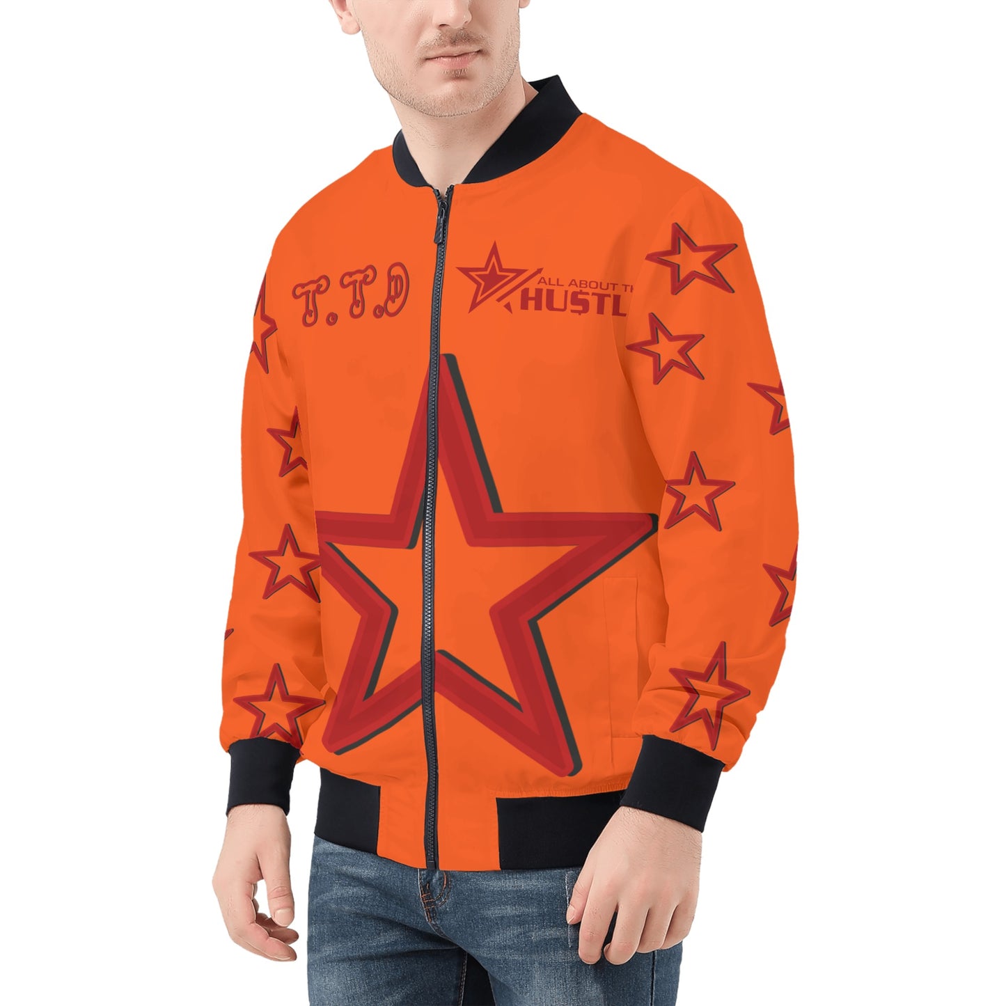 T.T.D (Ten Toes Down) Mens Dark Orange Zip Up Jacket