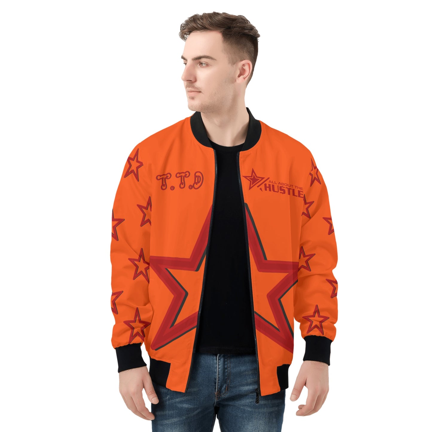 T.T.D (Ten Toes Down) Mens Dark Orange Zip Up Jacket