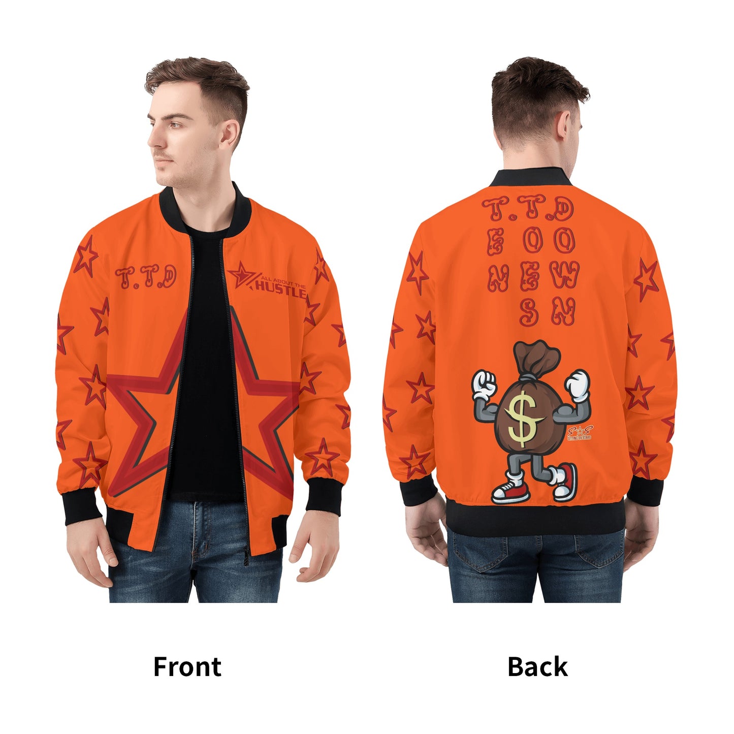 T.T.D (Ten Toes Down) Mens Dark Orange Zip Up Jacket