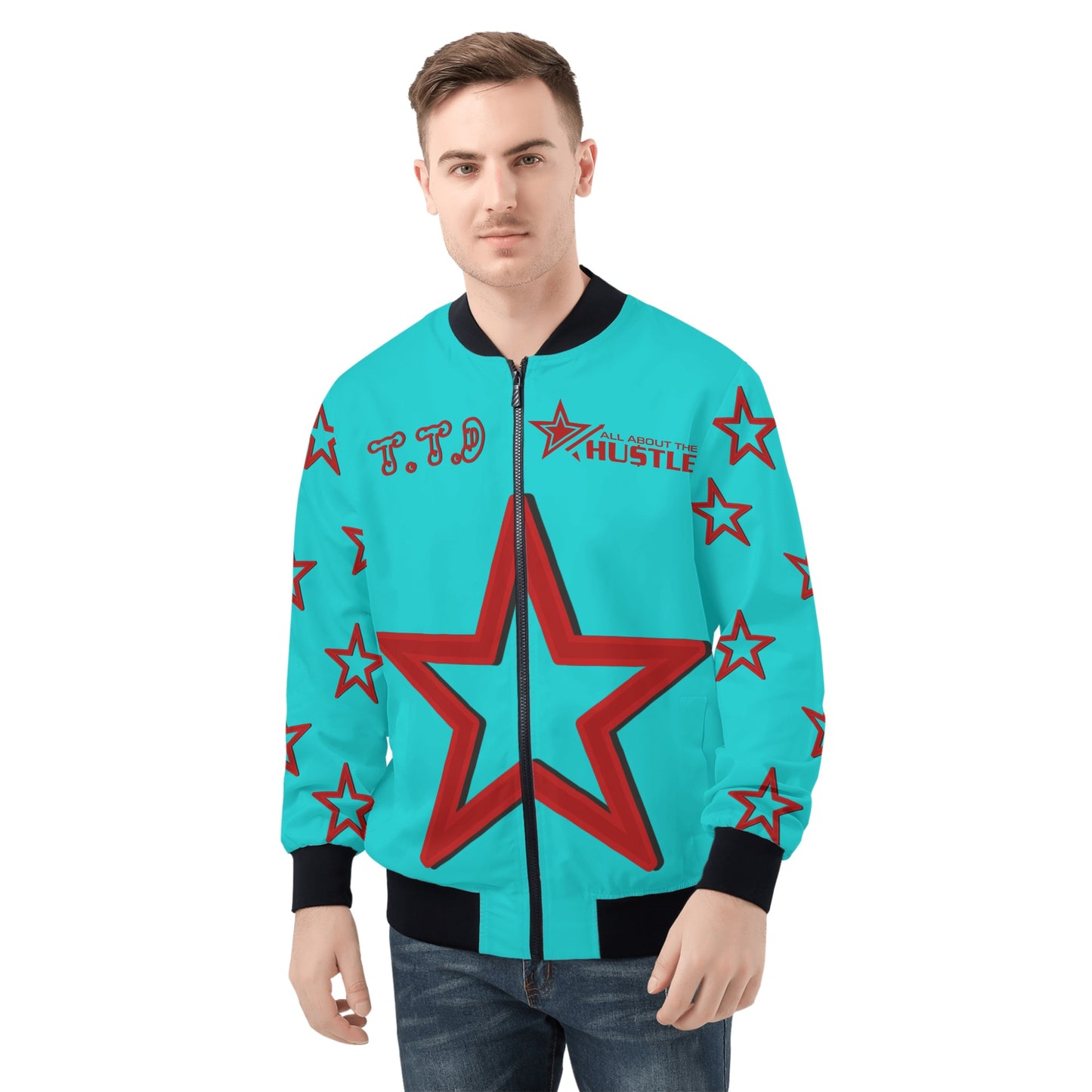 T.T.D (Ten Toes Down) Mens Turquoise Zip Up Jacket