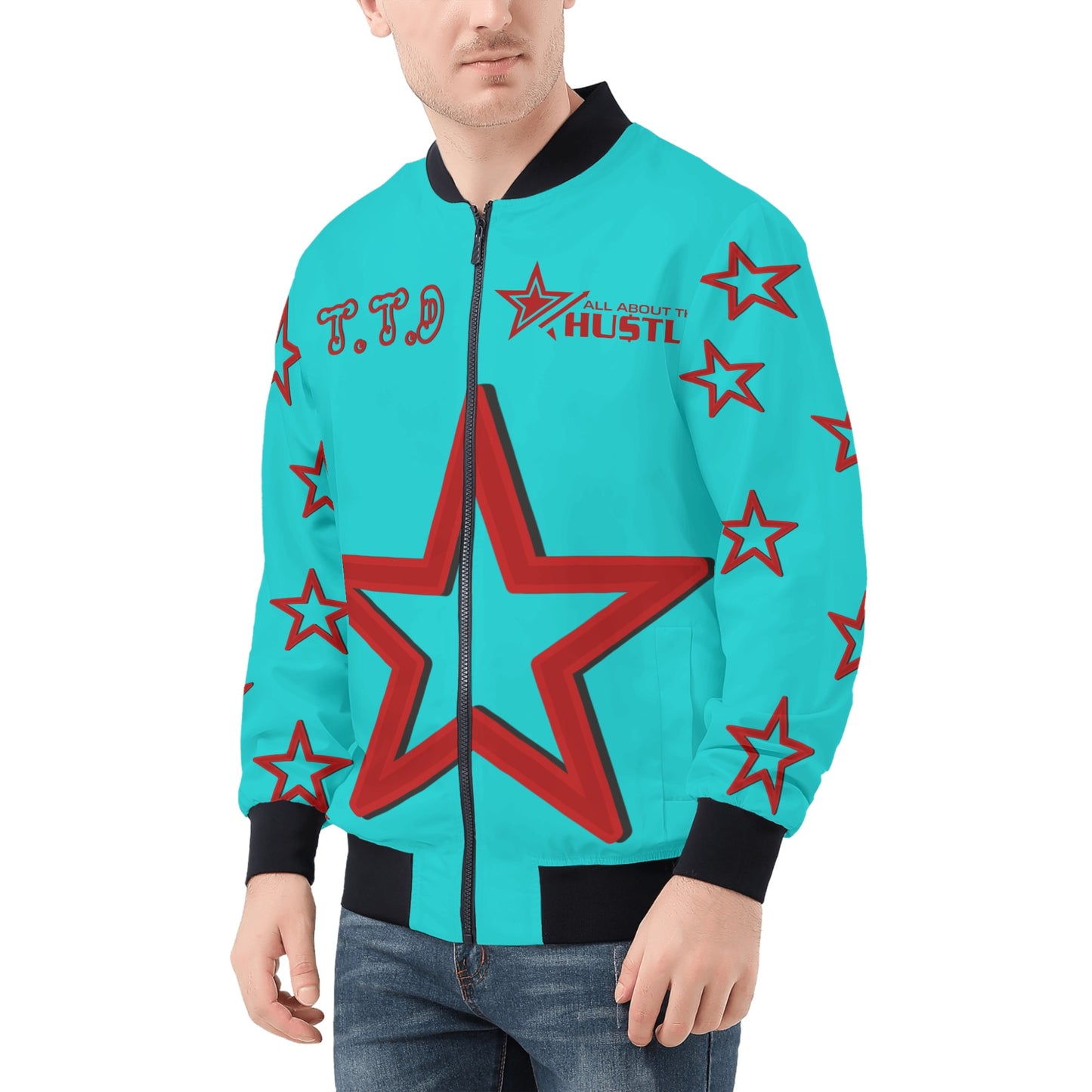 T.T.D (Ten Toes Down) Mens Turquoise Zip Up Jacket