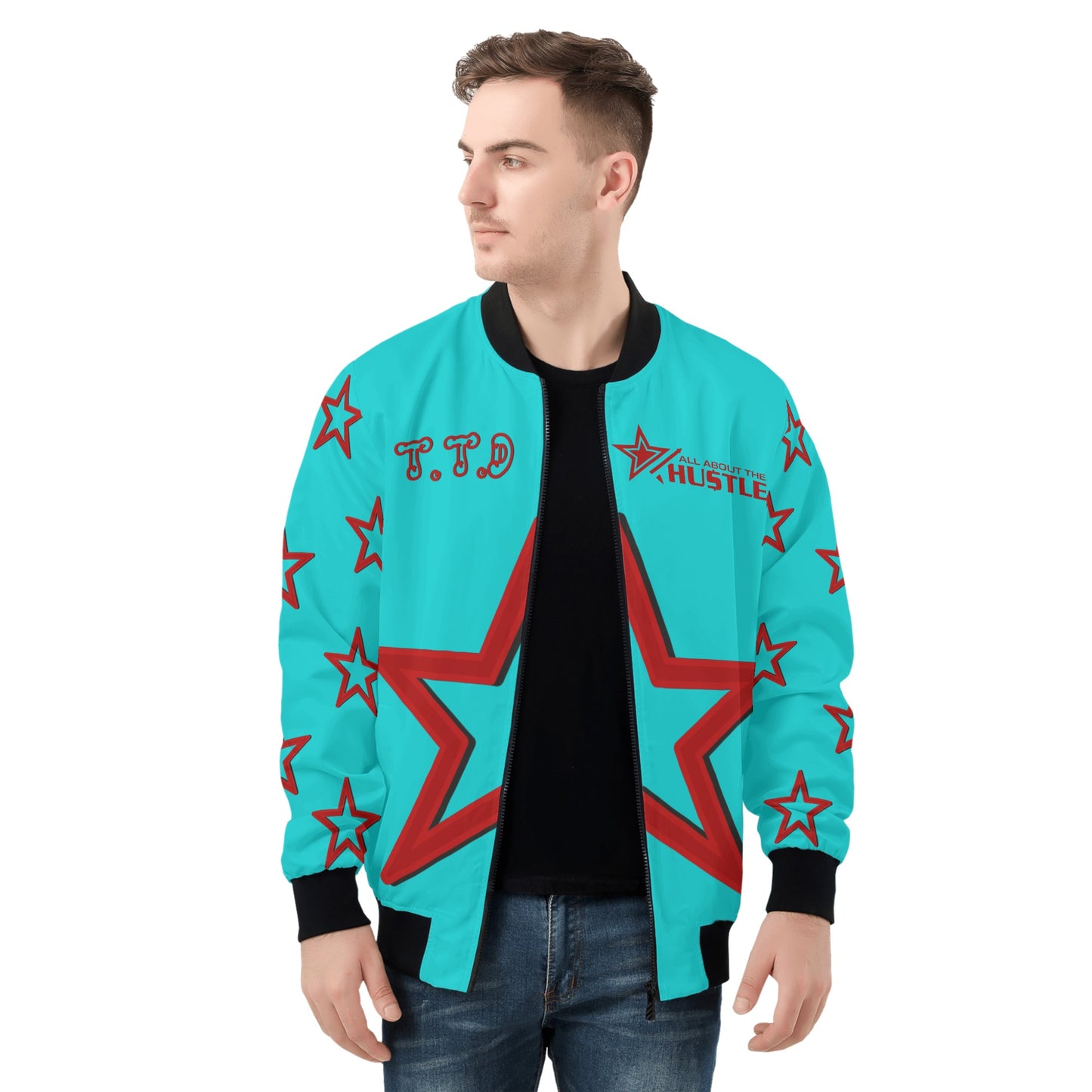 T.T.D (Ten Toes Down) Mens Turquoise Zip Up Jacket