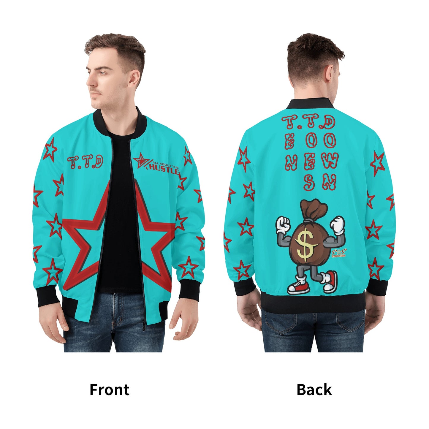 T.T.D (Ten Toes Down) Mens Turquoise Zip Up Jacket