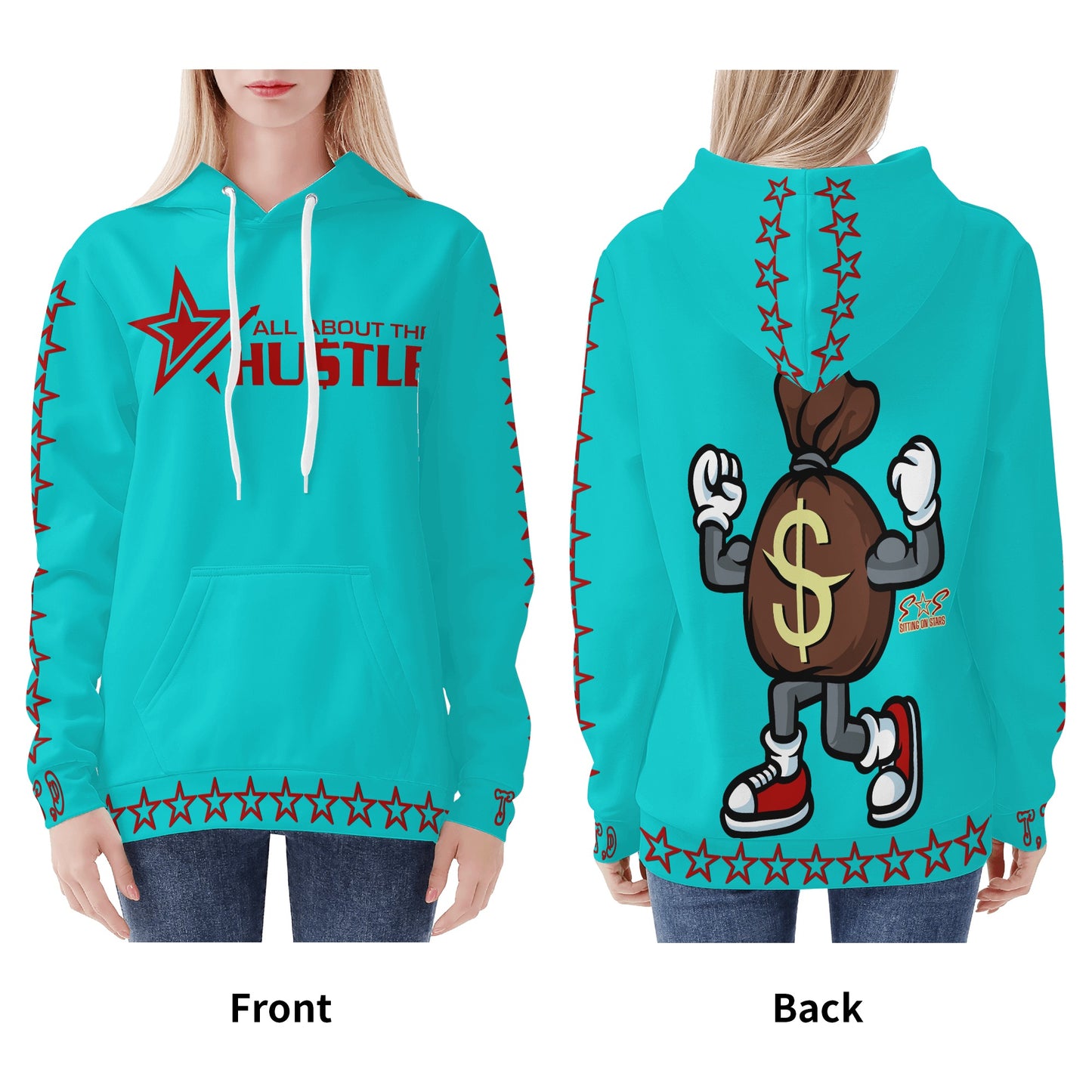 T.T.D (Ten Toes Down) Womens Turquoise Hoodie