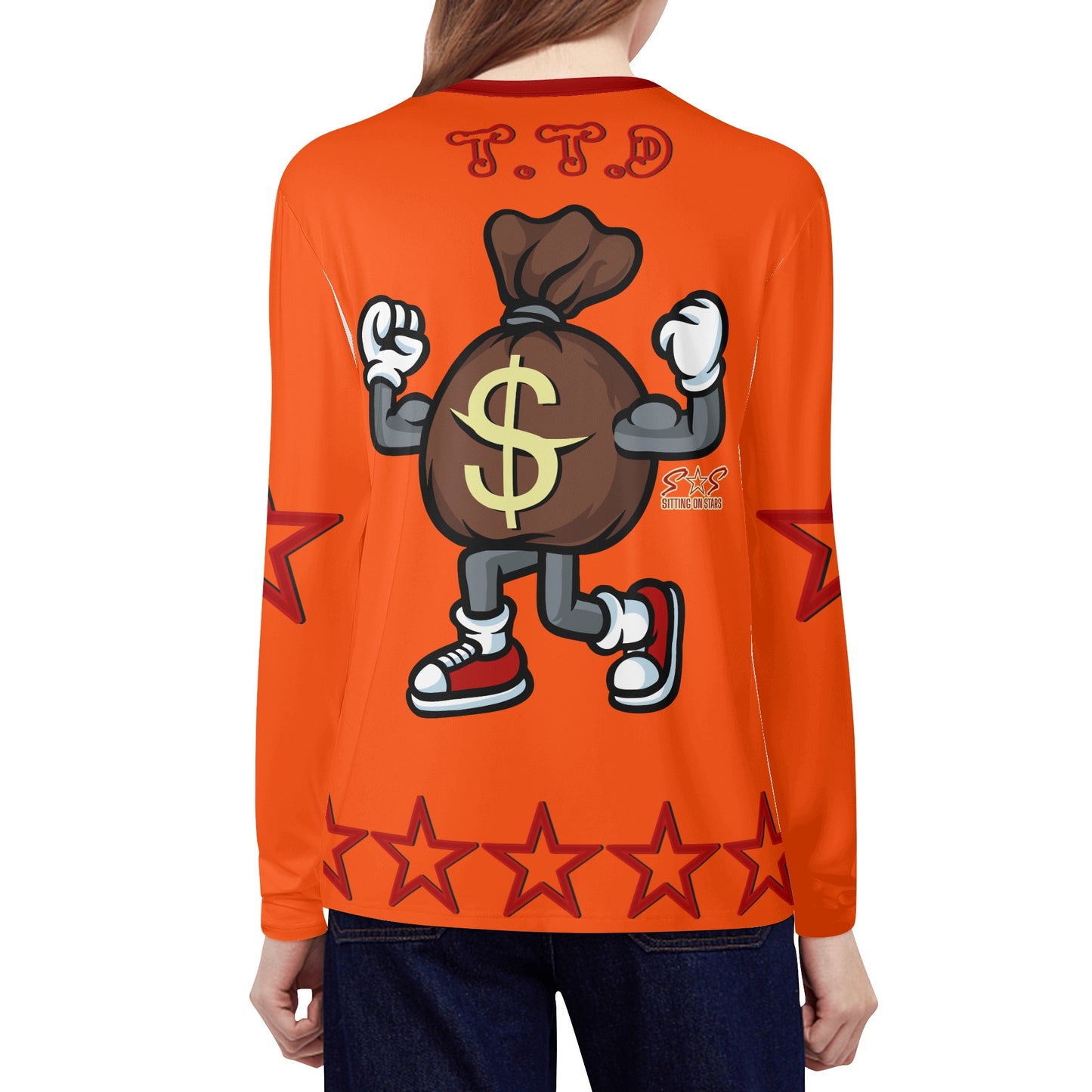 T.T.D (Ten Toes Down) Womens Dark Orange Long Sleeve T Shirt