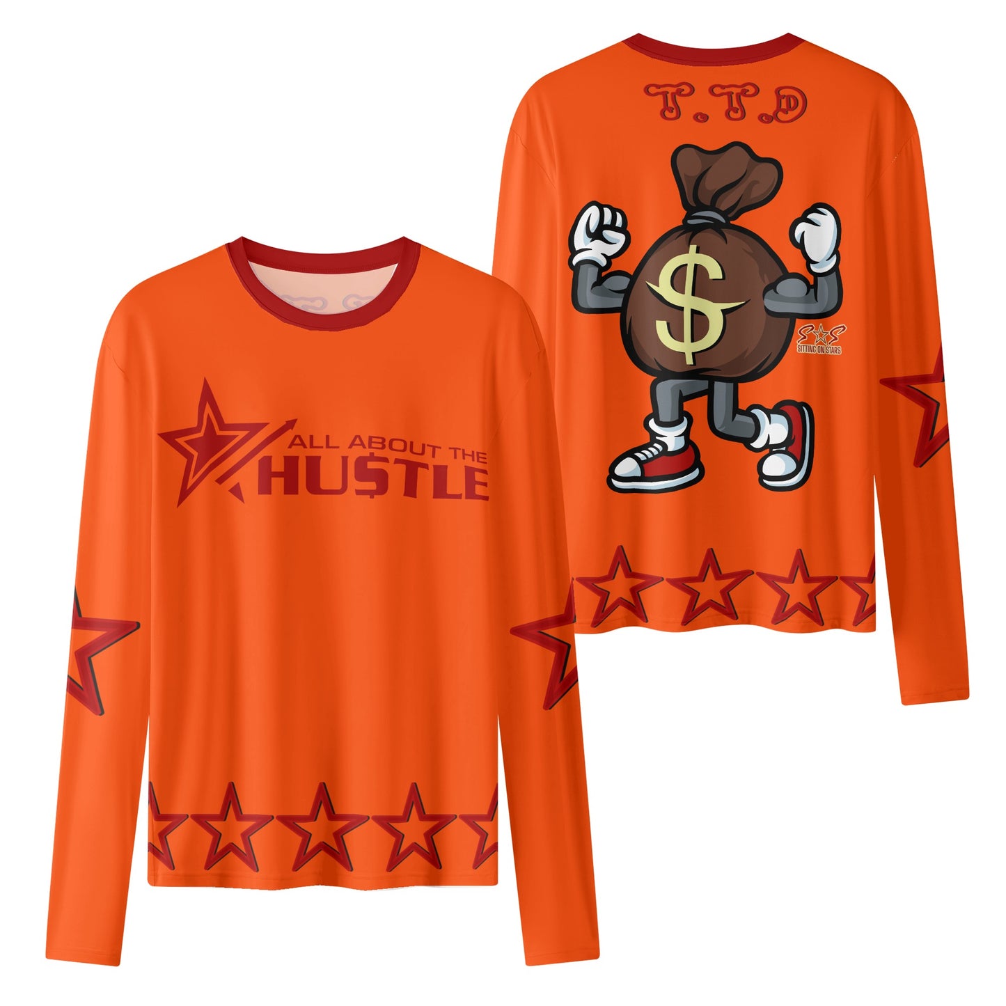 T.T.D (Ten Toes Down) Womens Dark Orange Long Sleeve T Shirt