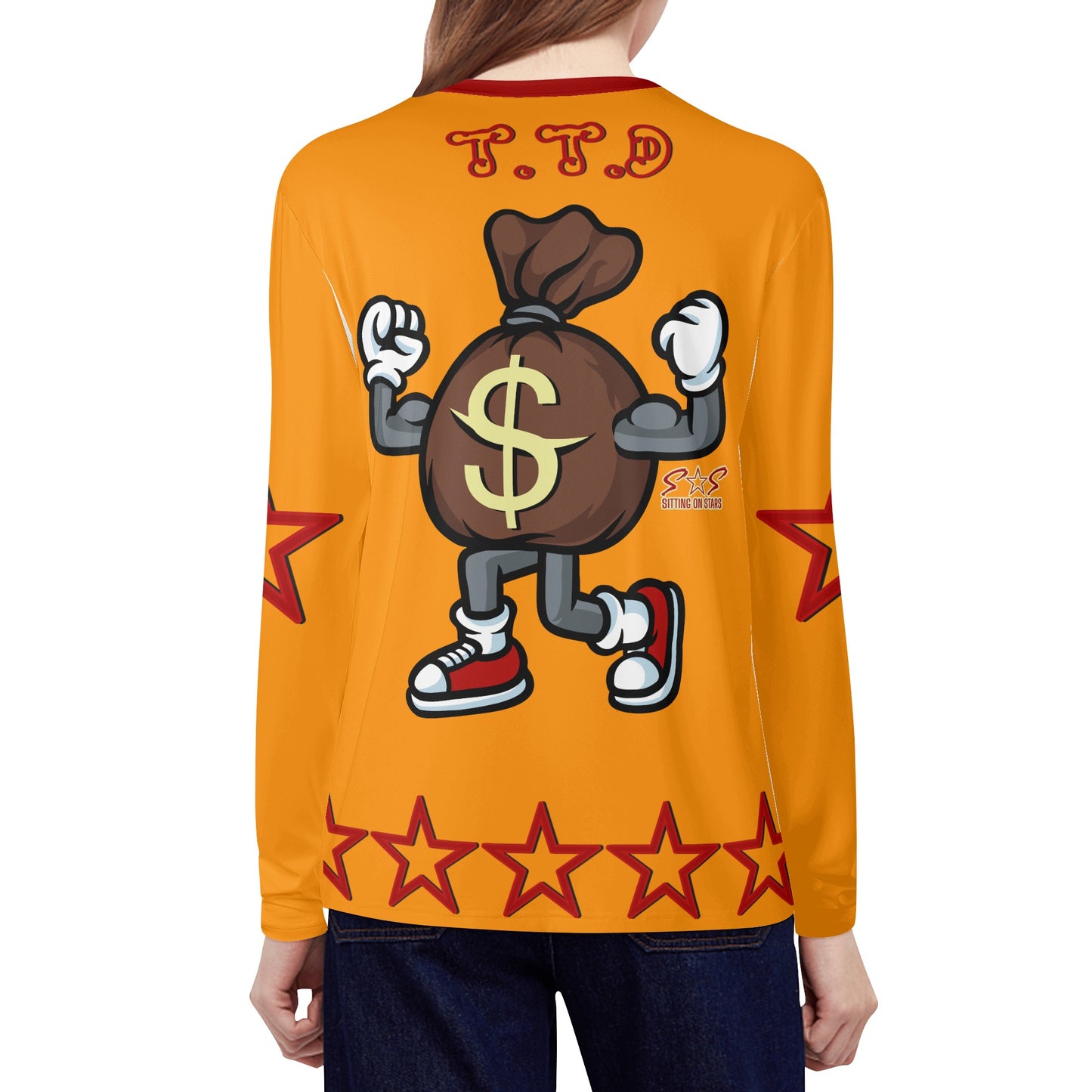 T.T.D (Ten Toes Down) Womens Orange Long Sleeve T Shirt