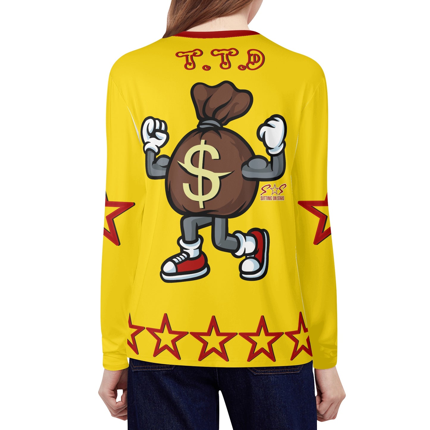 T.T.D (Ten Toes Down) Womens Gold Long Sleeve T Shirt