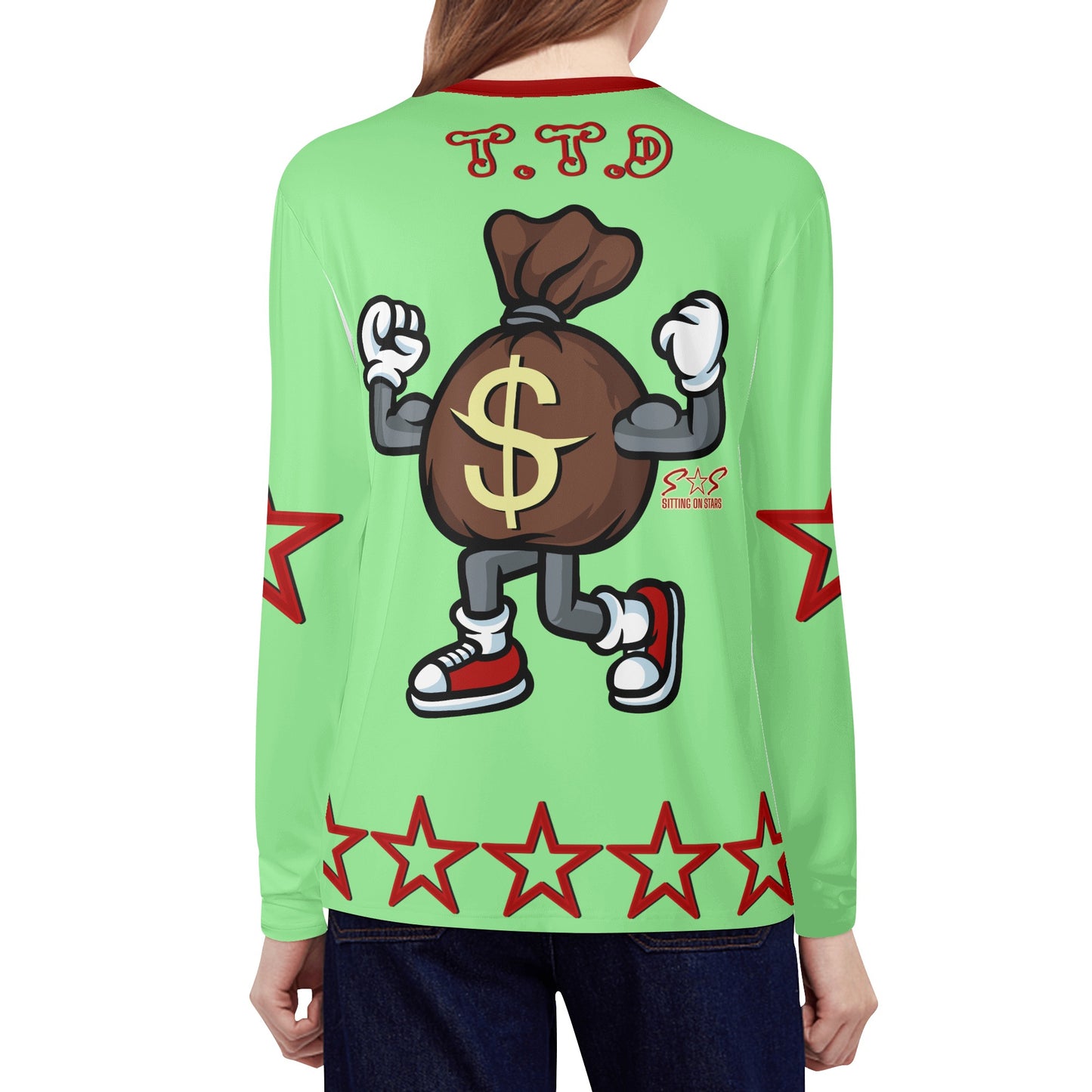 T.T.D (Ten Toes Down) Womens Turquoise Long Sleeve T Shirt