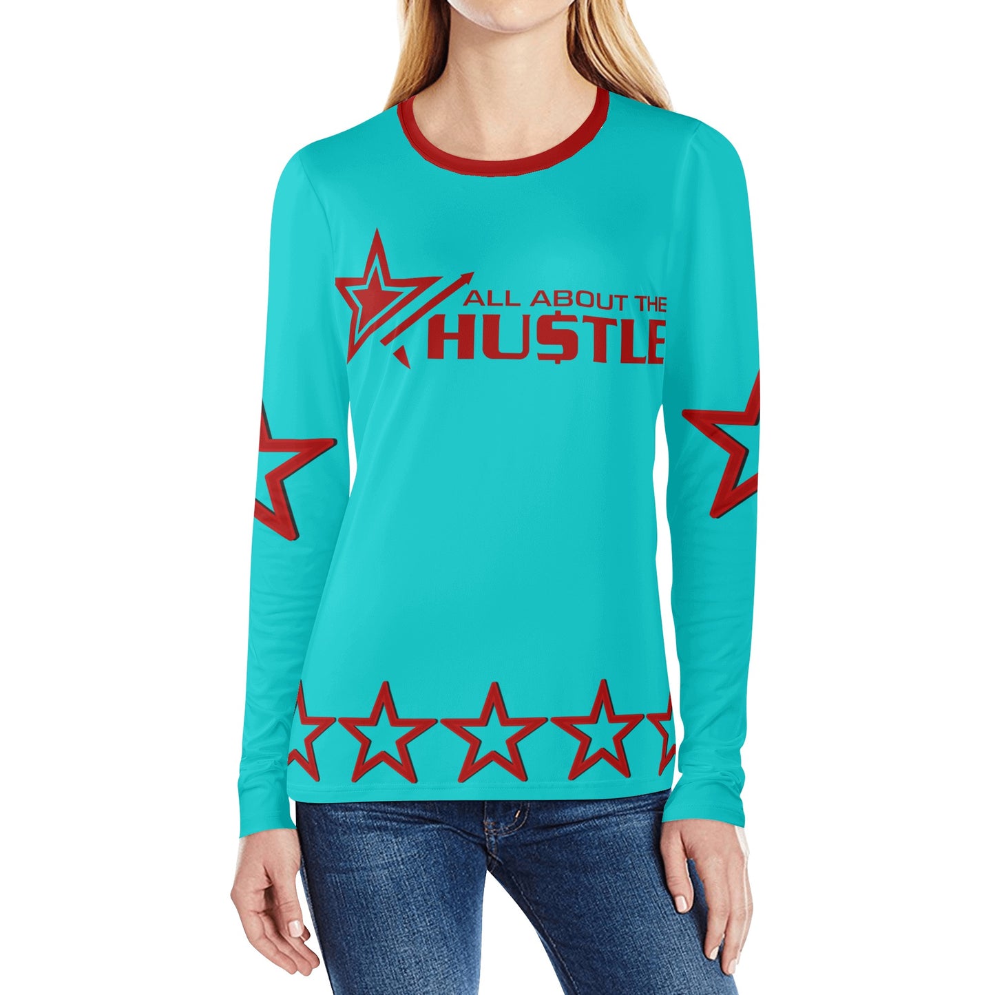 T.T.D (Ten Toes Down) Womens Turquoise Long Sleeve T Shirt