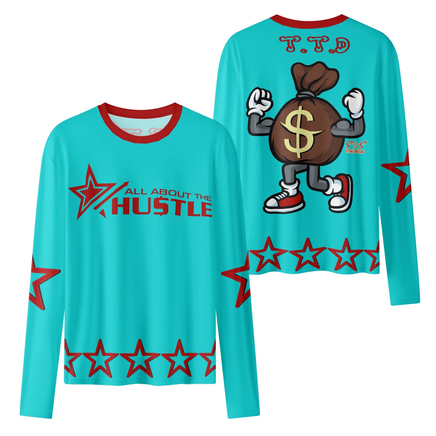 T.T.D (Ten Toes Down) Womens Turquoise Long Sleeve T Shirt