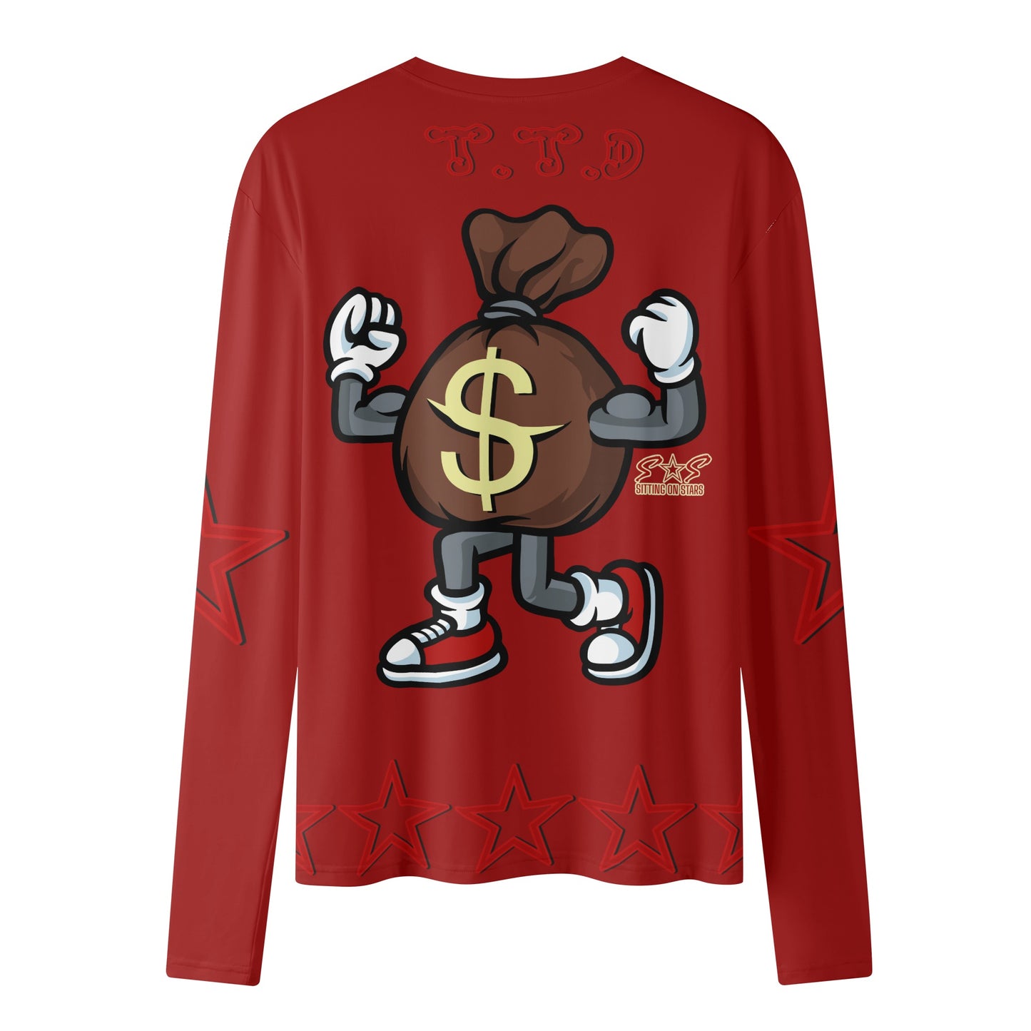 T.T.D (Ten Toes Down) Womens Black/Maroon Long Sleeve T Shirt