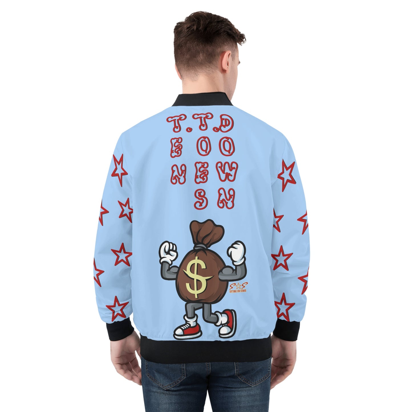 T.T.D (Ten Toes Down) Mens Sky Blue Zip Up Jacket