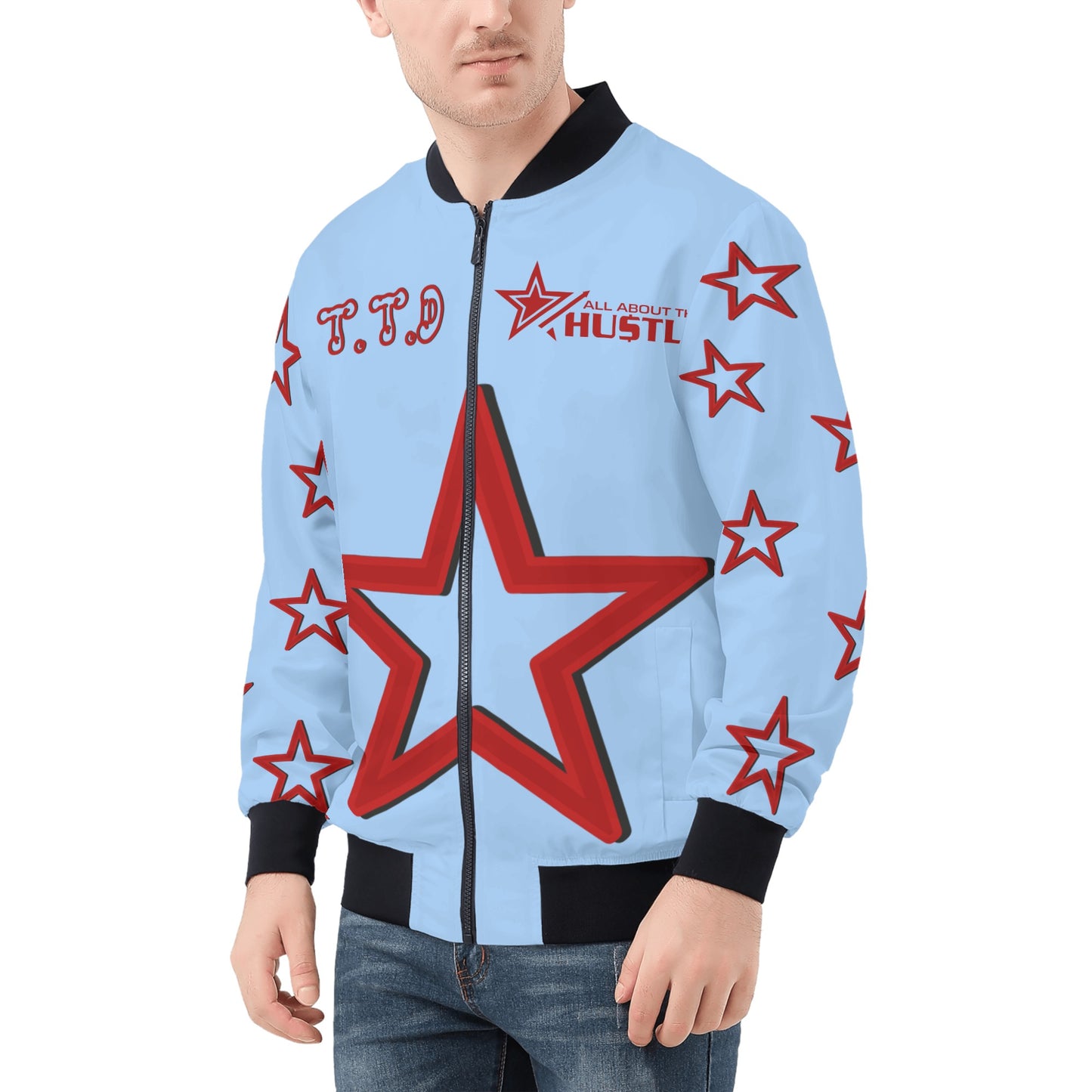 T.T.D (Ten Toes Down) Mens Sky Blue Zip Up Jacket