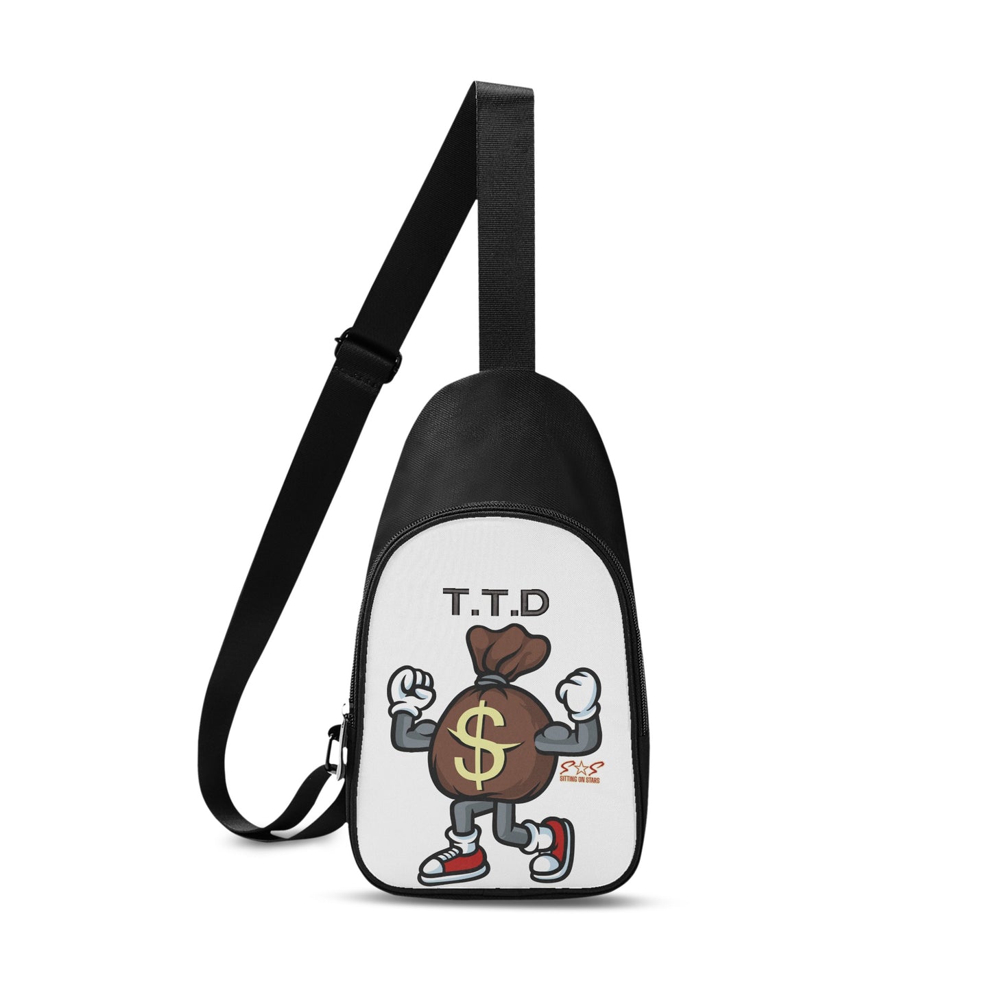 T.T.D (Ten Toes Down) Printed+Embroidered White Chest Bags