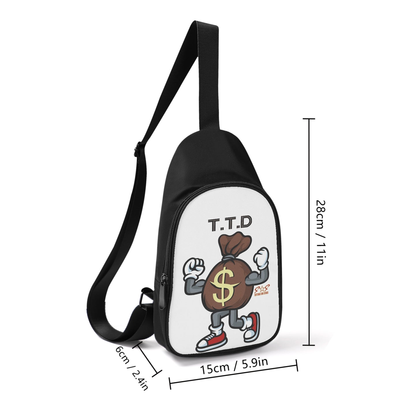 T.T.D (Ten Toes Down) Printed+Embroidered White Chest Bags