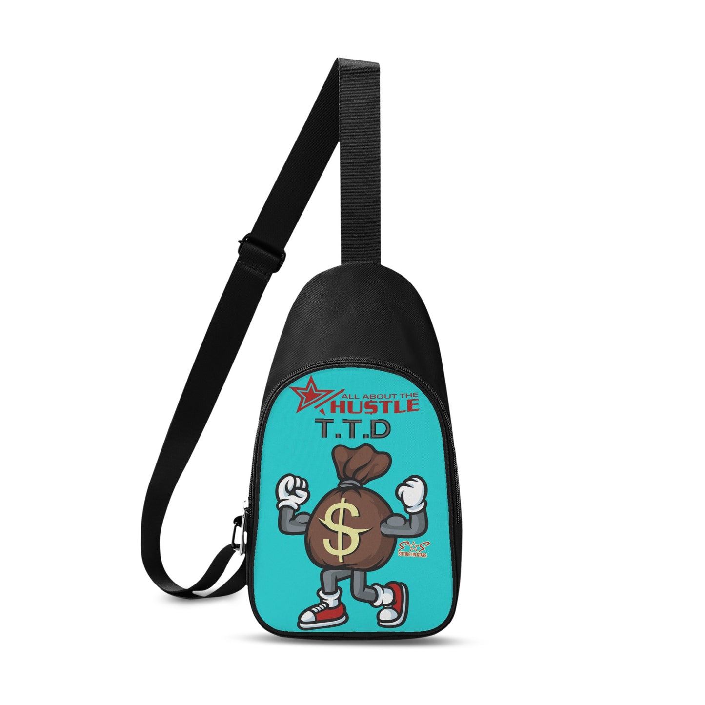 T.T.D (Ten Toes Down) Printed+Embroidered Turquoise Chest Bags