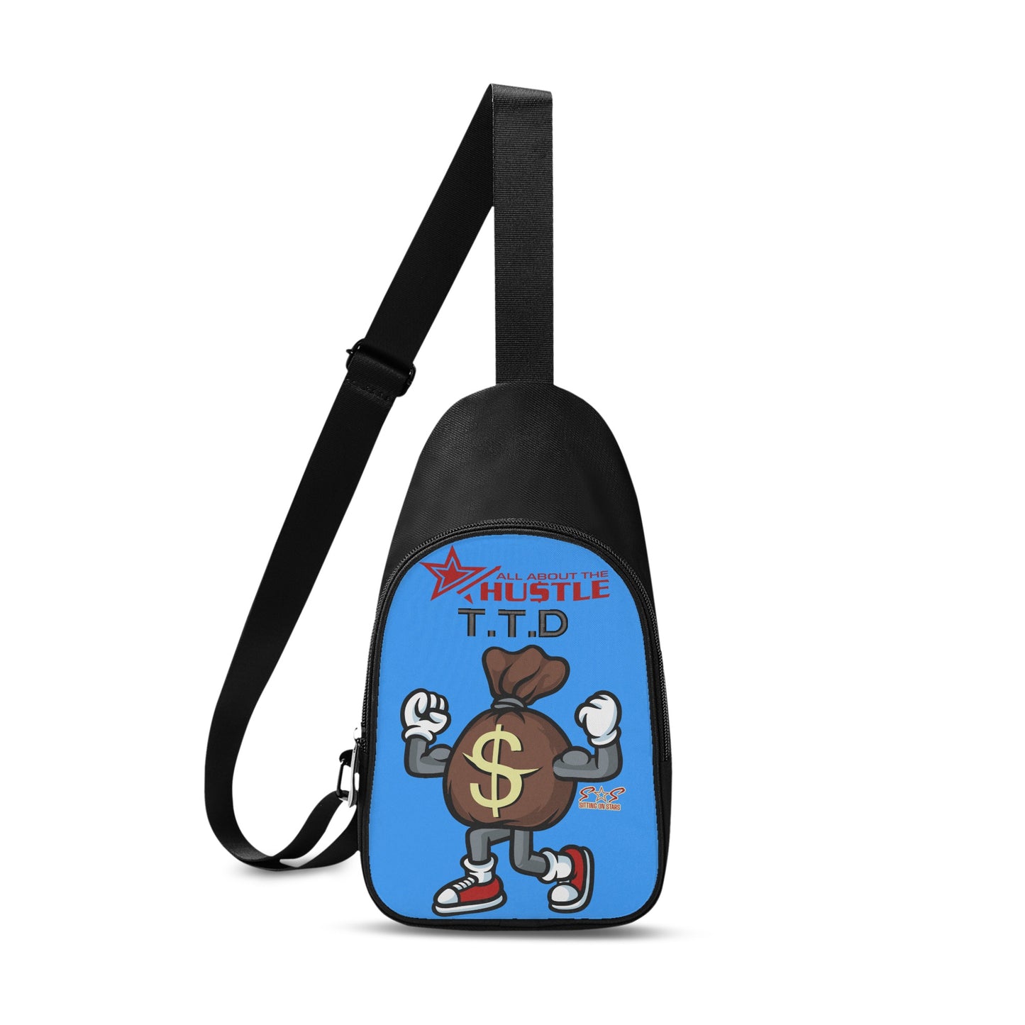 T.T.D (Ten Toes Down) Printed+Embroidered Blue Chest Bags