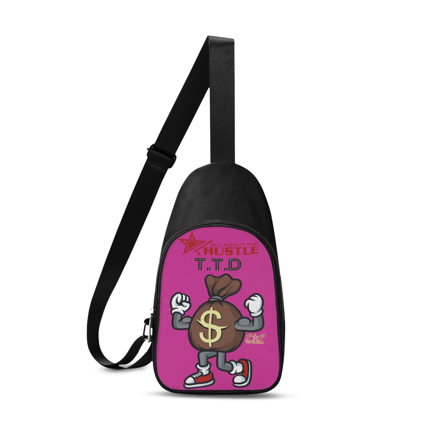 T.T.D (Ten Toes Down) Printed+Embroidered Purple Chest Bags