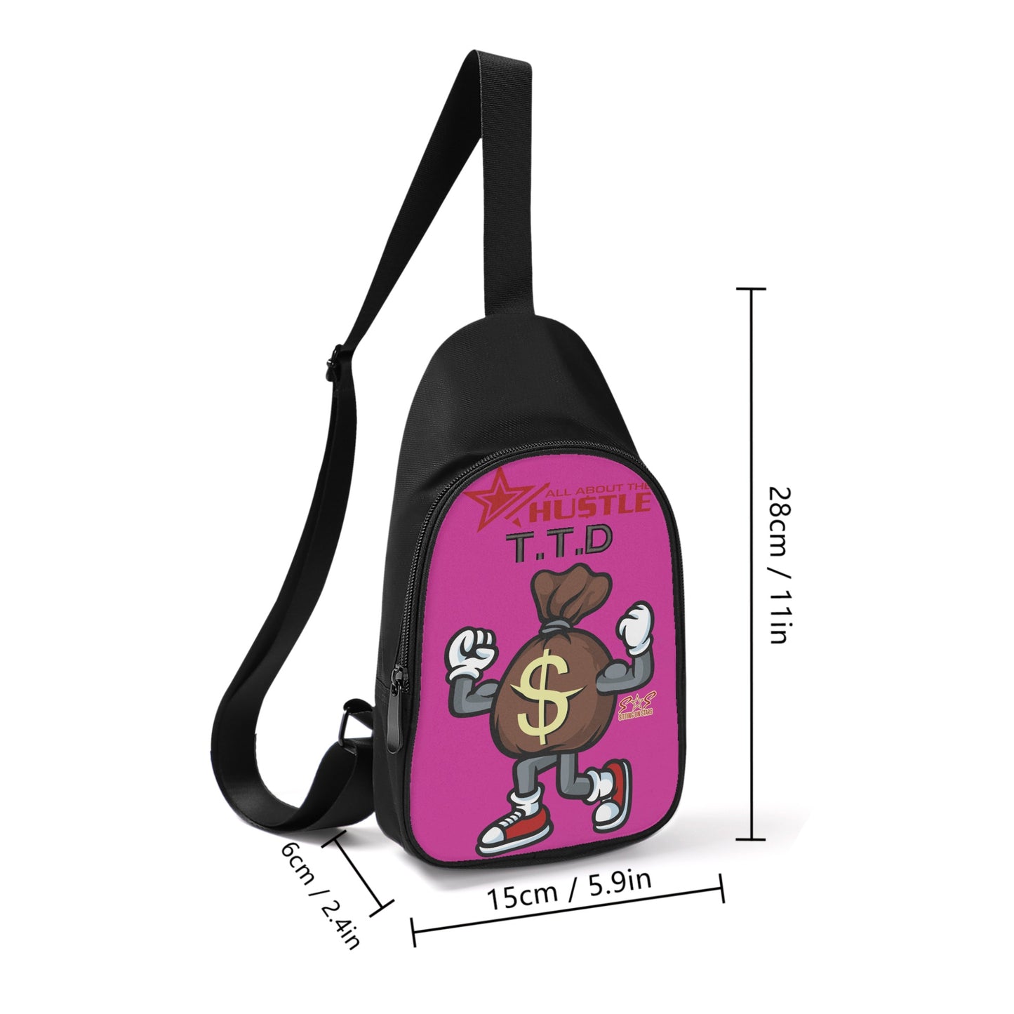 T.T.D (Ten Toes Down) Printed+Embroidered Purple Chest Bags