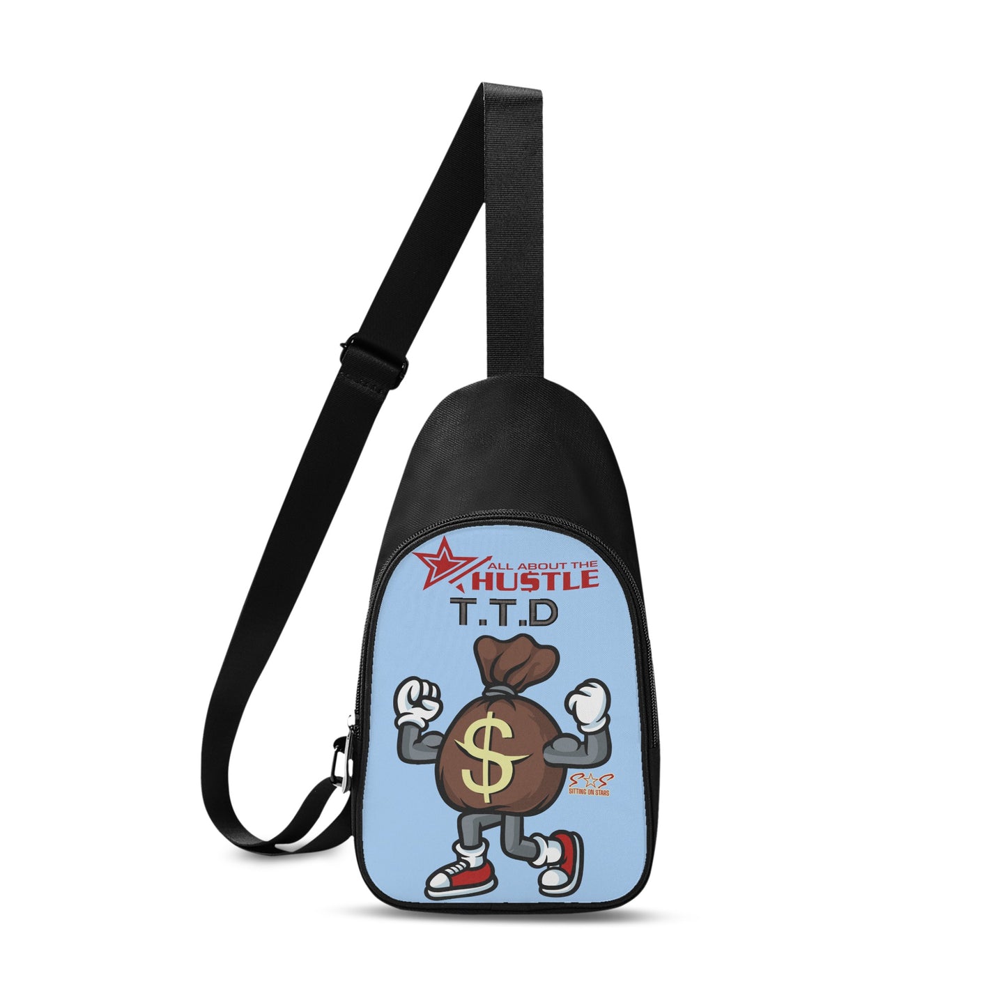 T.T.D (Ten Toes Down) Printed+Embroidered Sky Blue Chest Bags