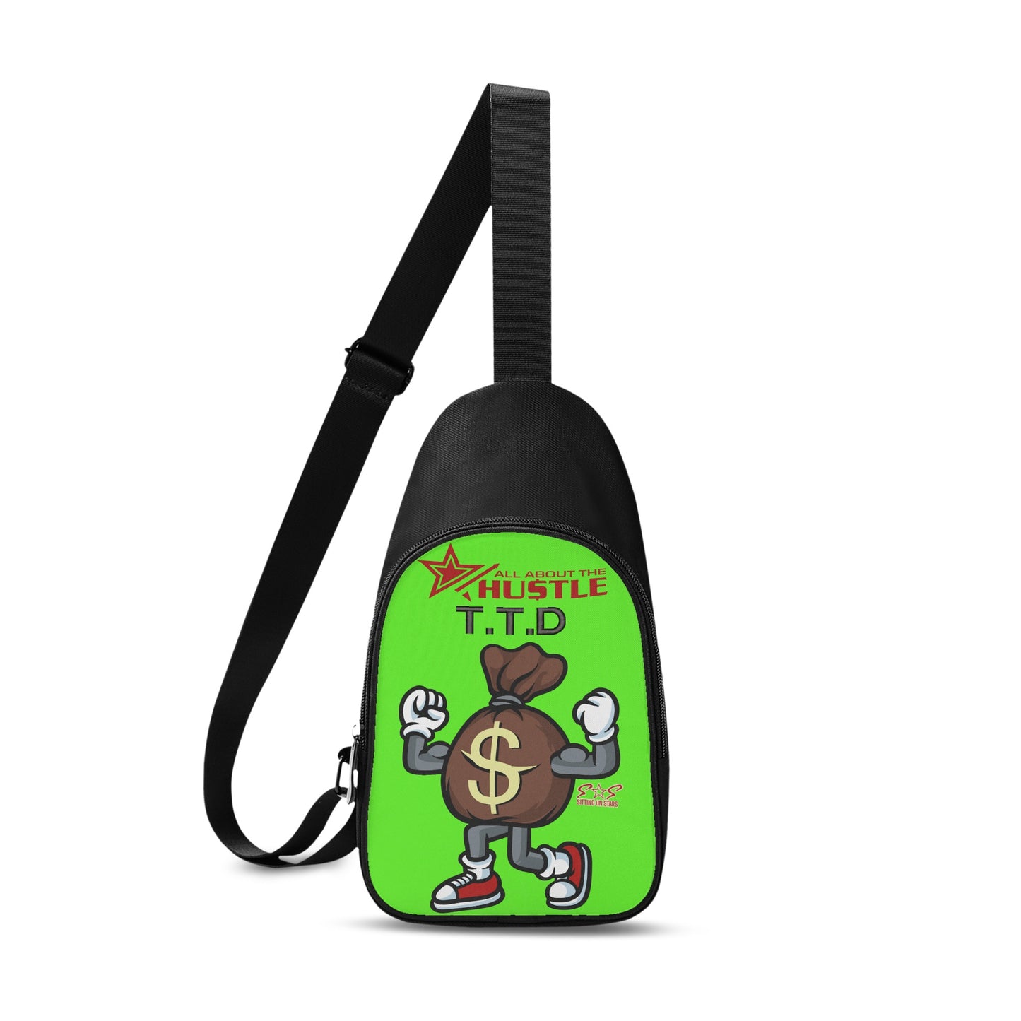 T.T.D (Ten Toes Down) Printed+Embroidered Goo Green Chest Bags