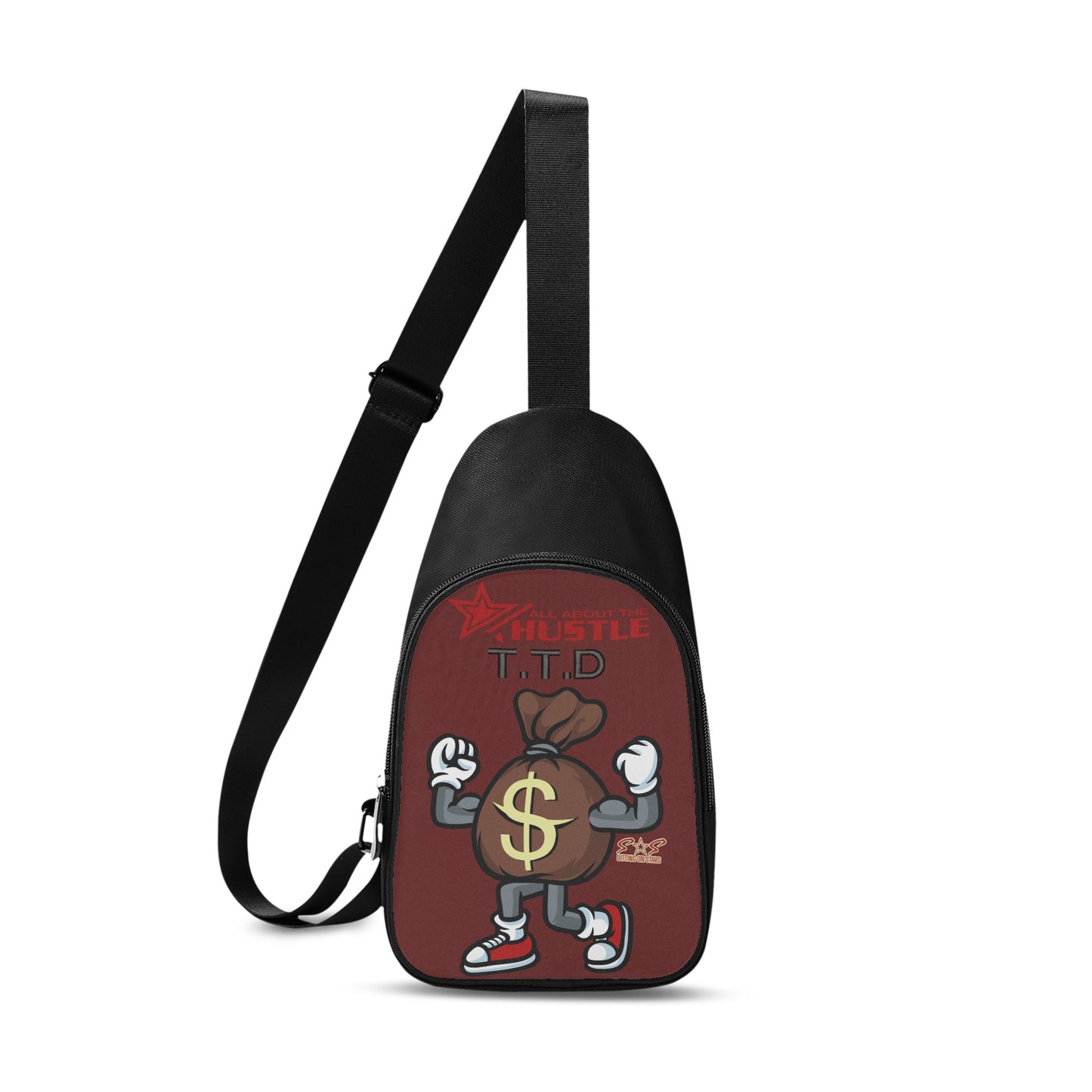 T.T.D (Ten Toes Down) Printed+Embroidered Maroon Chest Bags