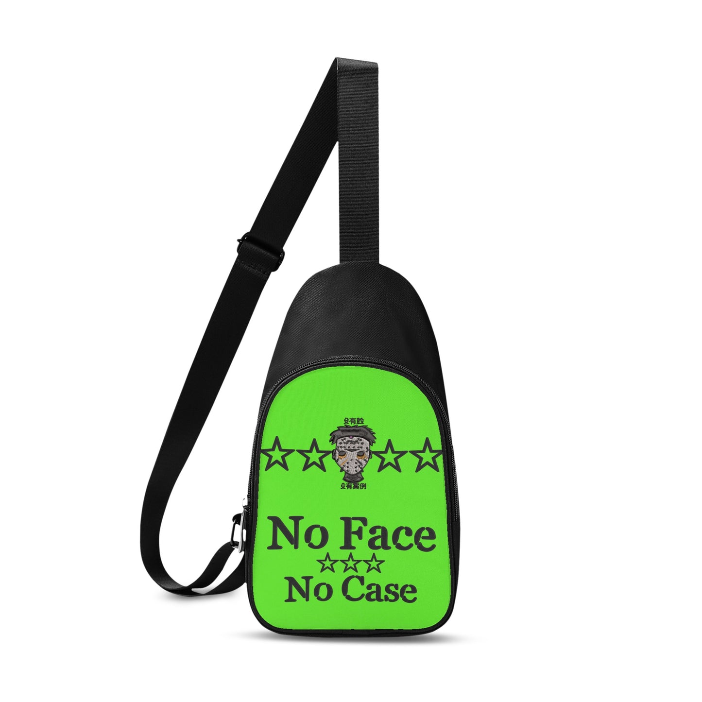 No Face, No Case Printed+Embroidered Goo Green Chest Bags